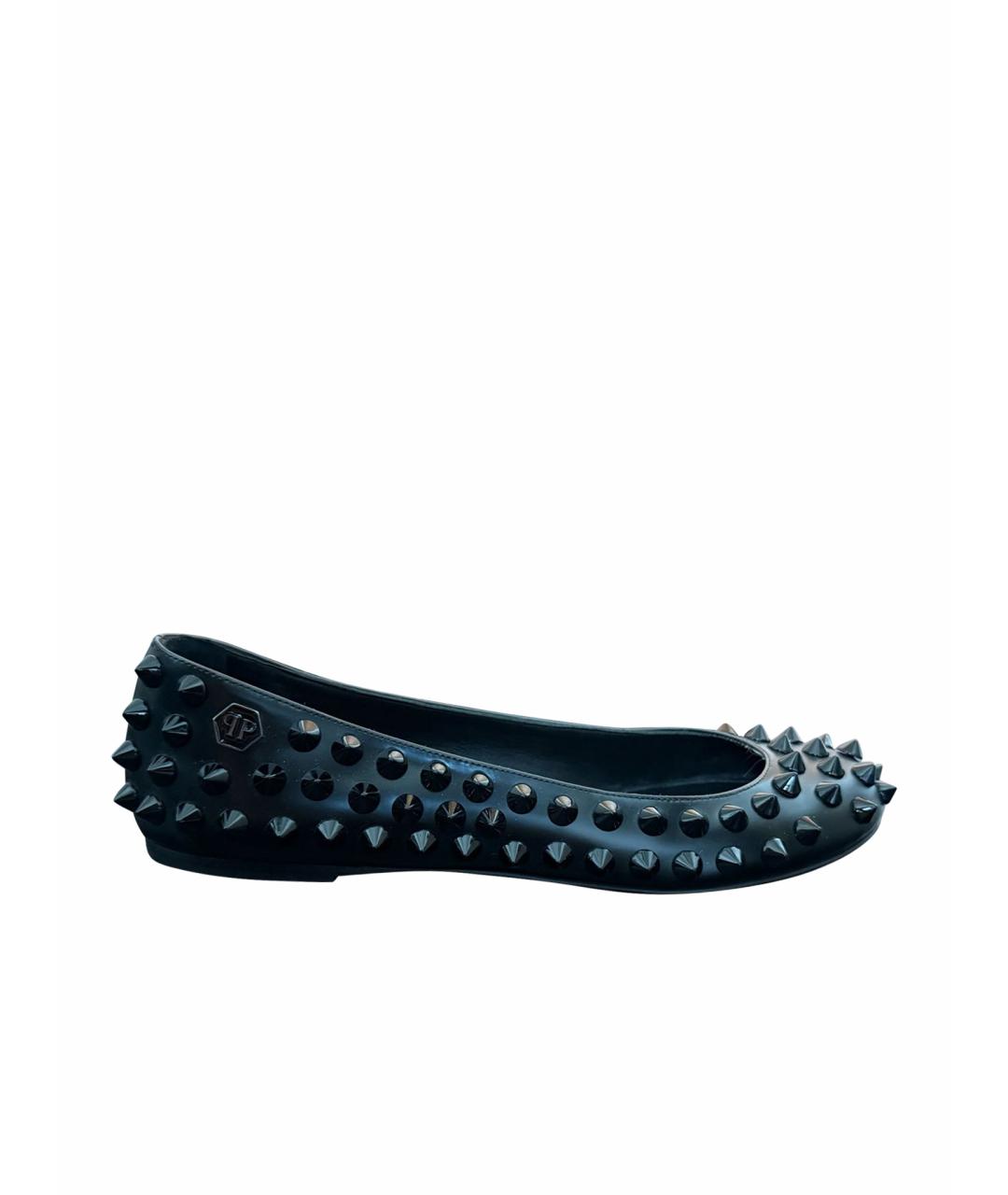 PHILIPP PLEIN Черные кожаные балетки, фото 1