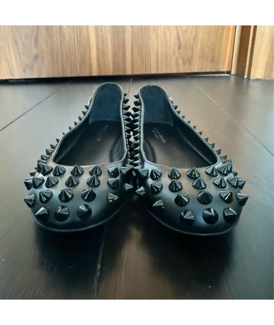PHILIPP PLEIN Черные кожаные балетки, фото 2