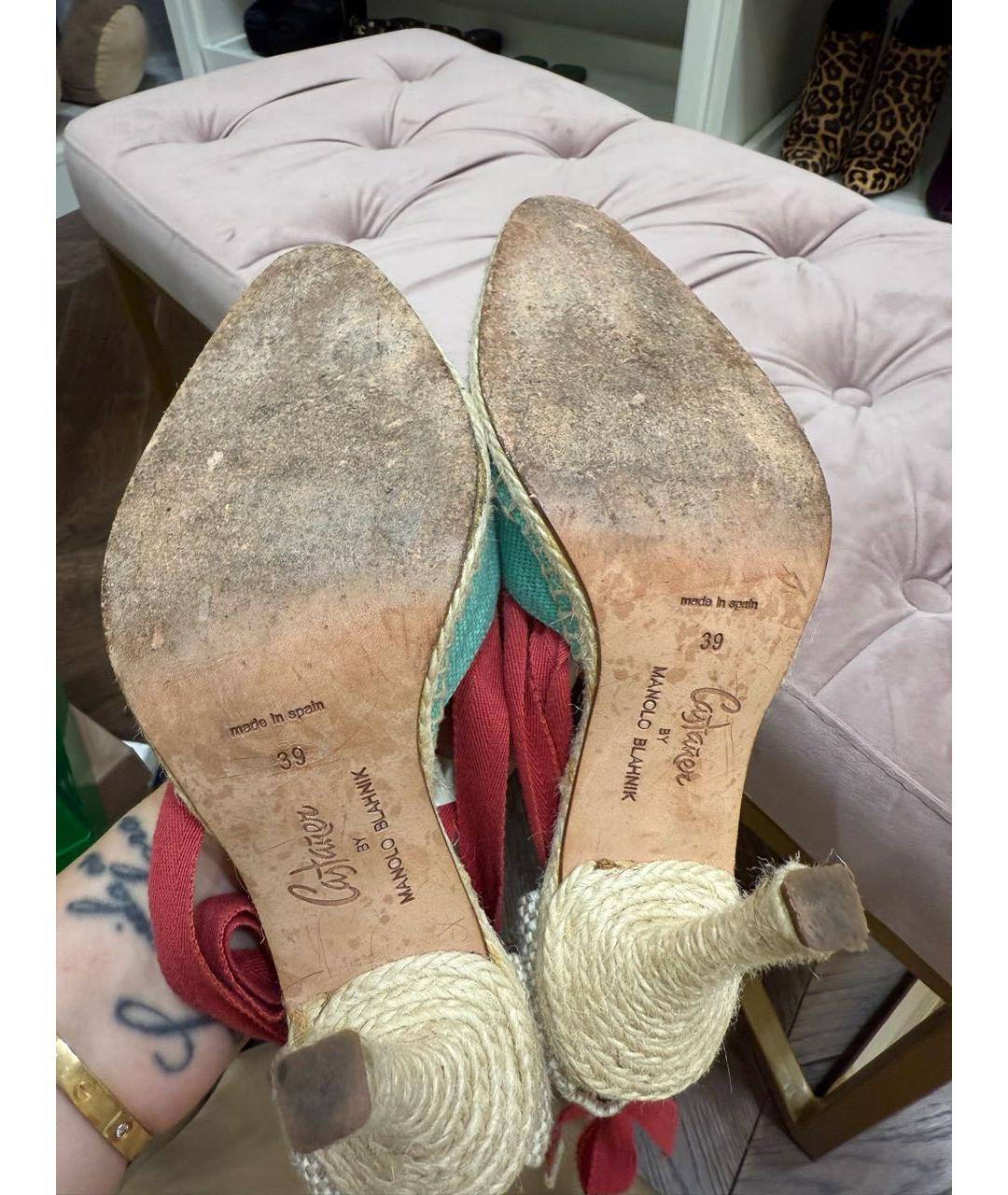 MANOLO BLAHNIK Мульти текстильные туфли, фото 5