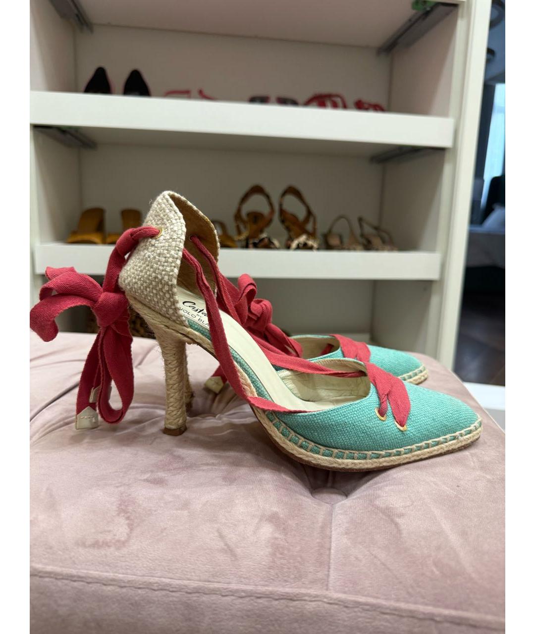 MANOLO BLAHNIK Мульти текстильные туфли, фото 7