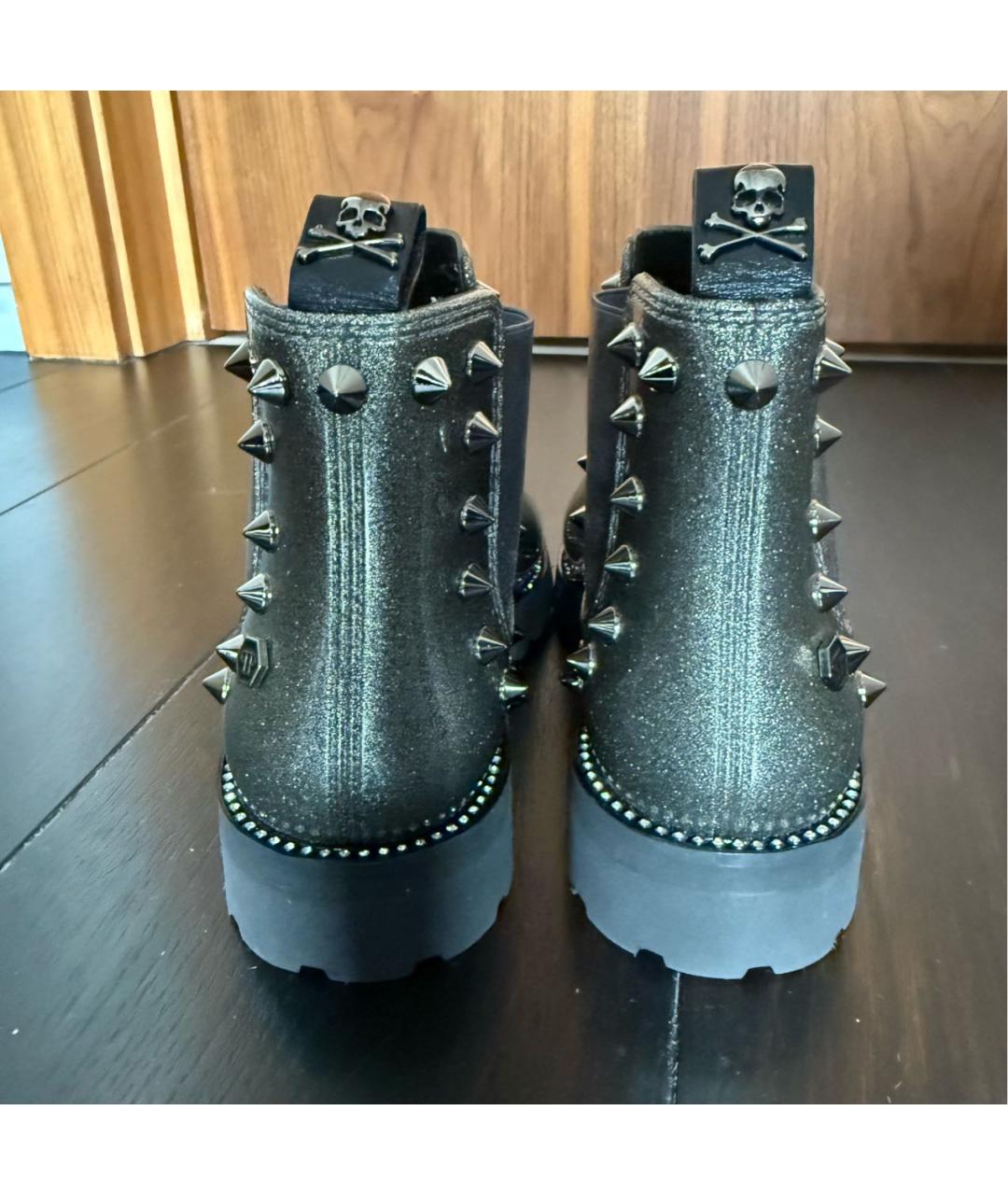 PHILIPP PLEIN Антрацитовые резиновые ботинки, фото 4