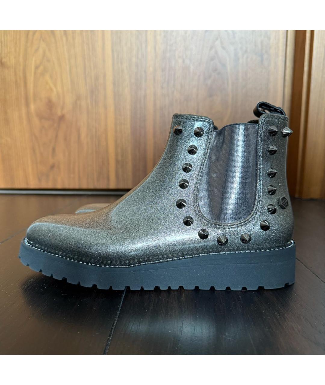 PHILIPP PLEIN Антрацитовые резиновые ботинки, фото 8