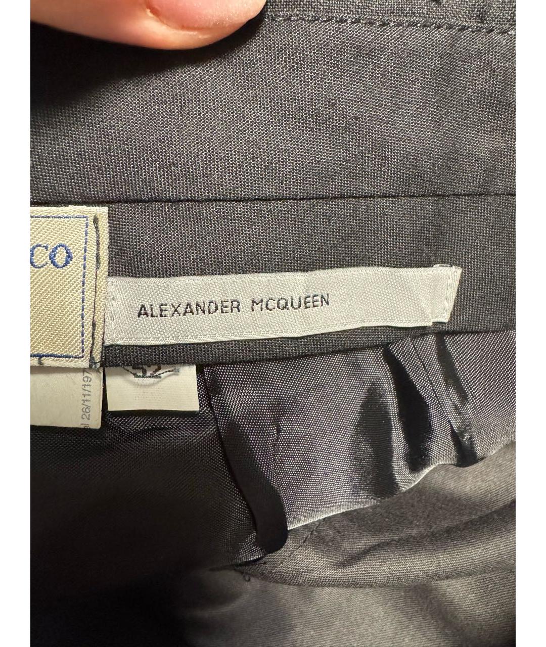 ALEXANDER MCQUEEN Черные шерстяные классические брюки, фото 3