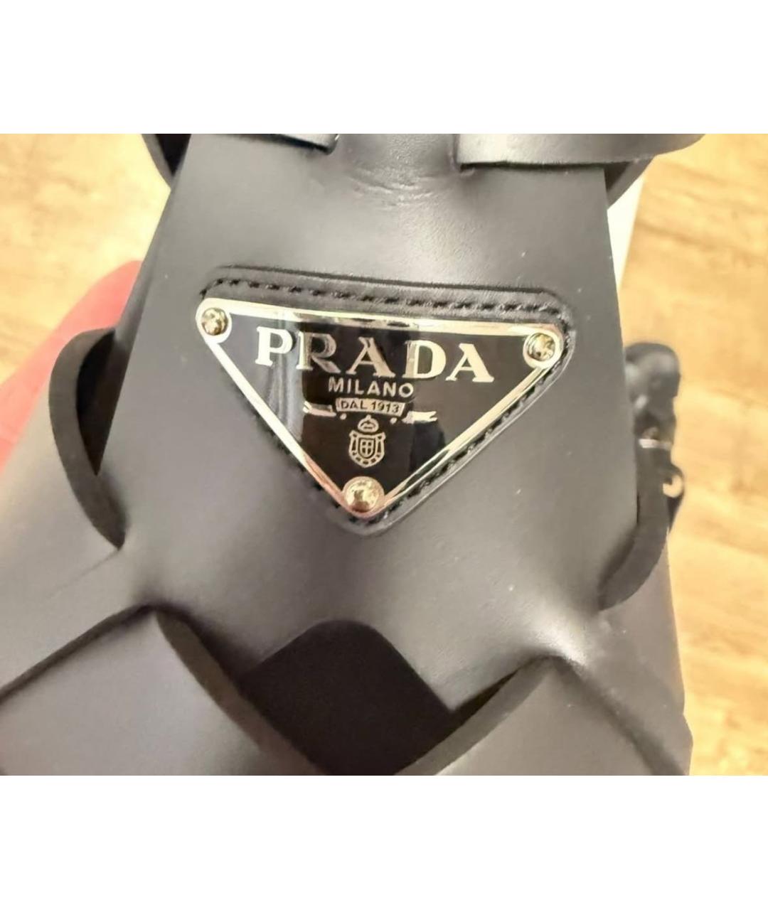PRADA Черные кожаные сандалии, фото 5