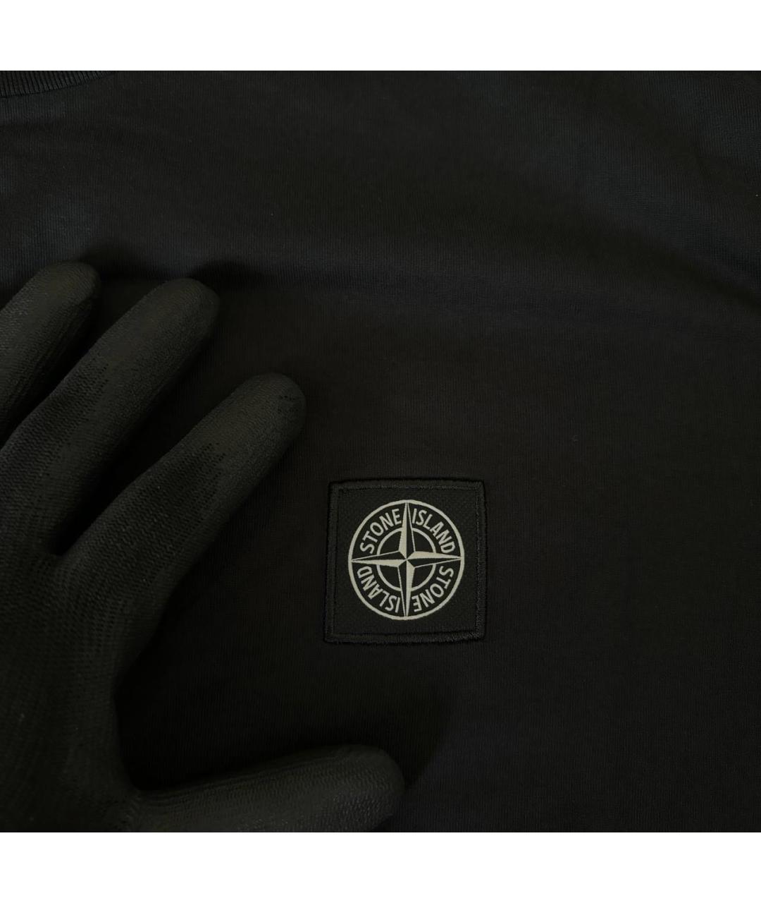 STONE ISLAND Черная хлопковая футболка, фото 4