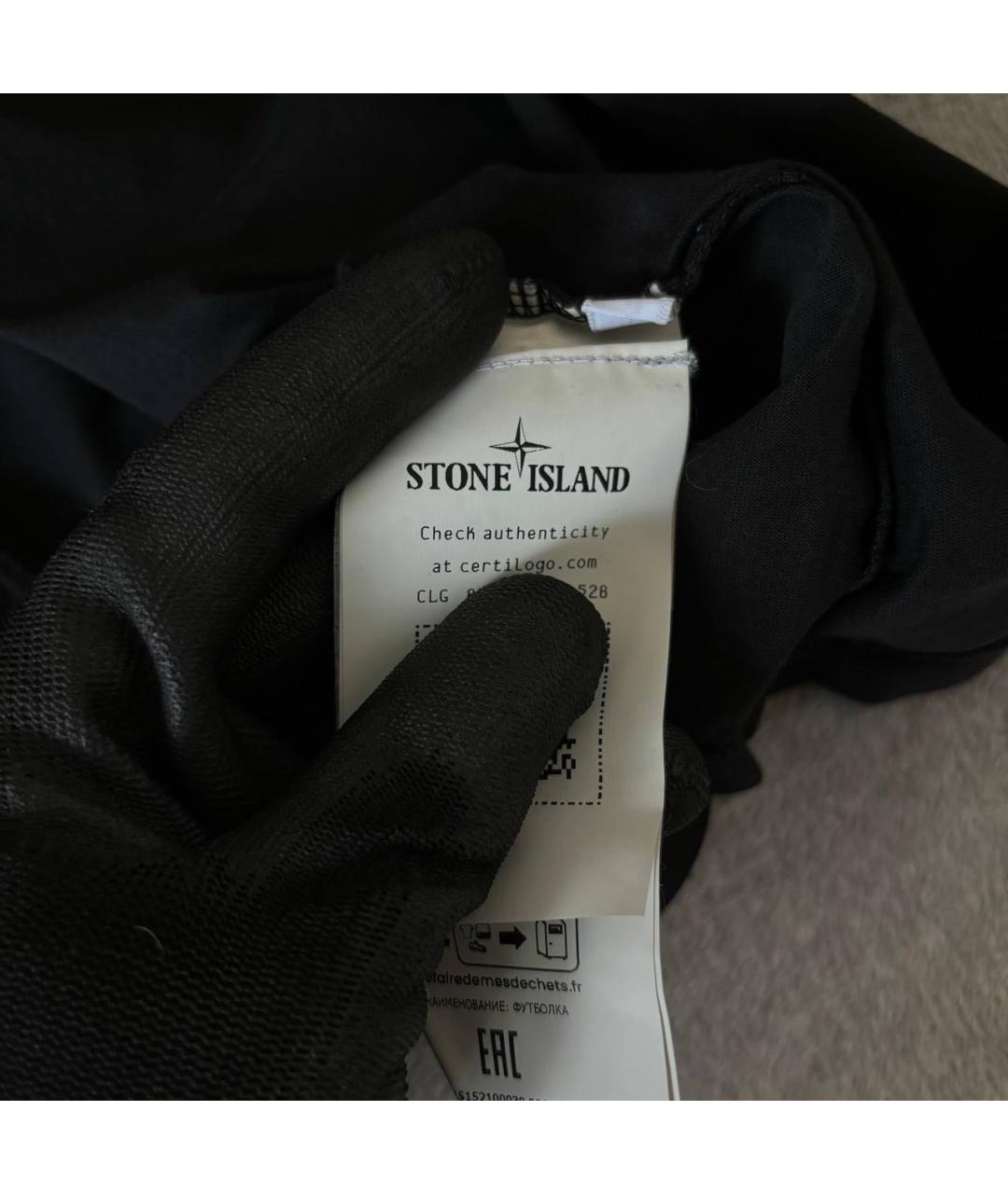 STONE ISLAND Черная хлопковая футболка, фото 6