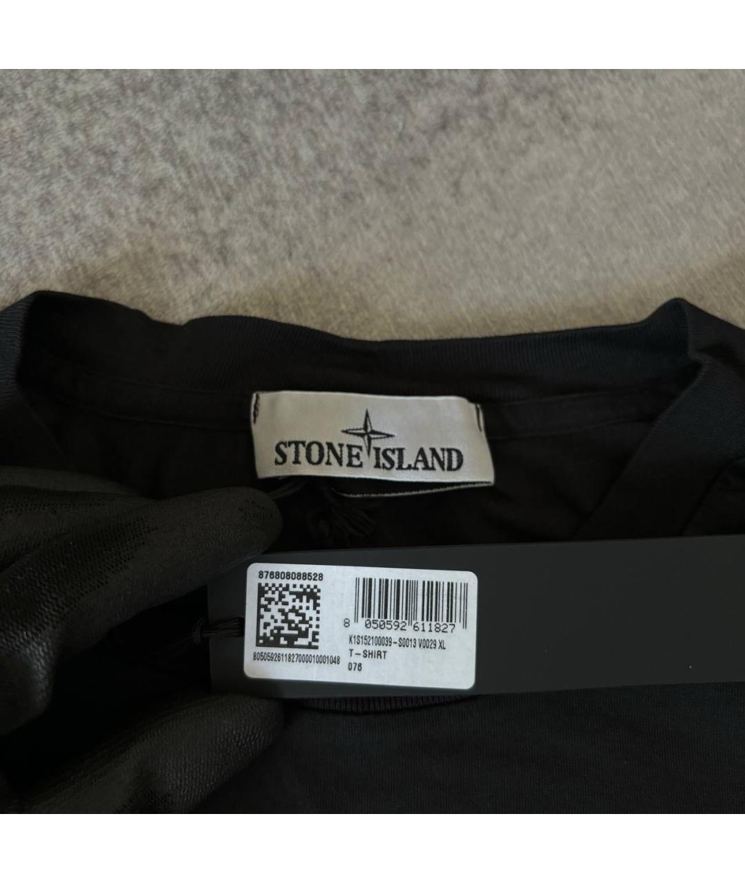 STONE ISLAND Черная хлопковая футболка, фото 3