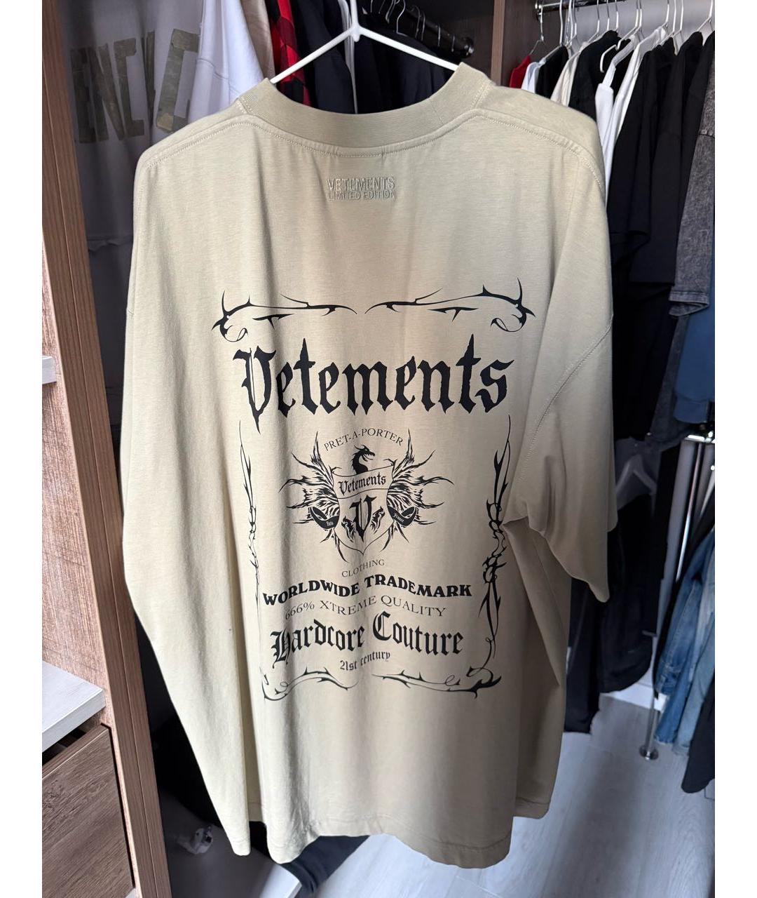 VETEMENTS Хаки хлопковая футболка, фото 3