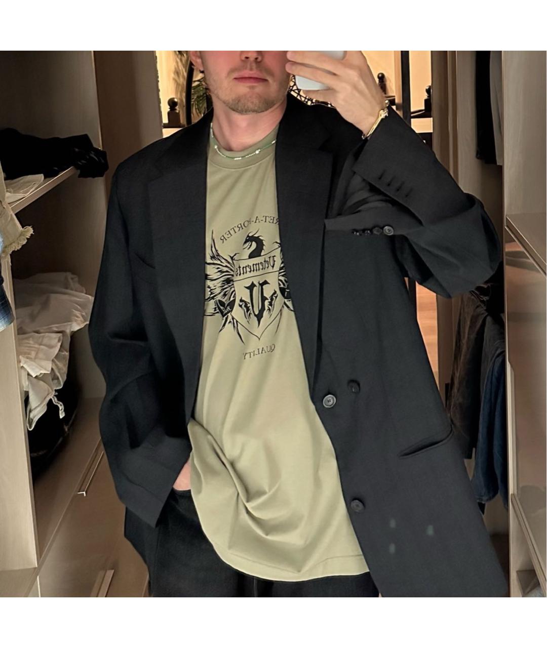 VETEMENTS Хаки хлопковая футболка, фото 6