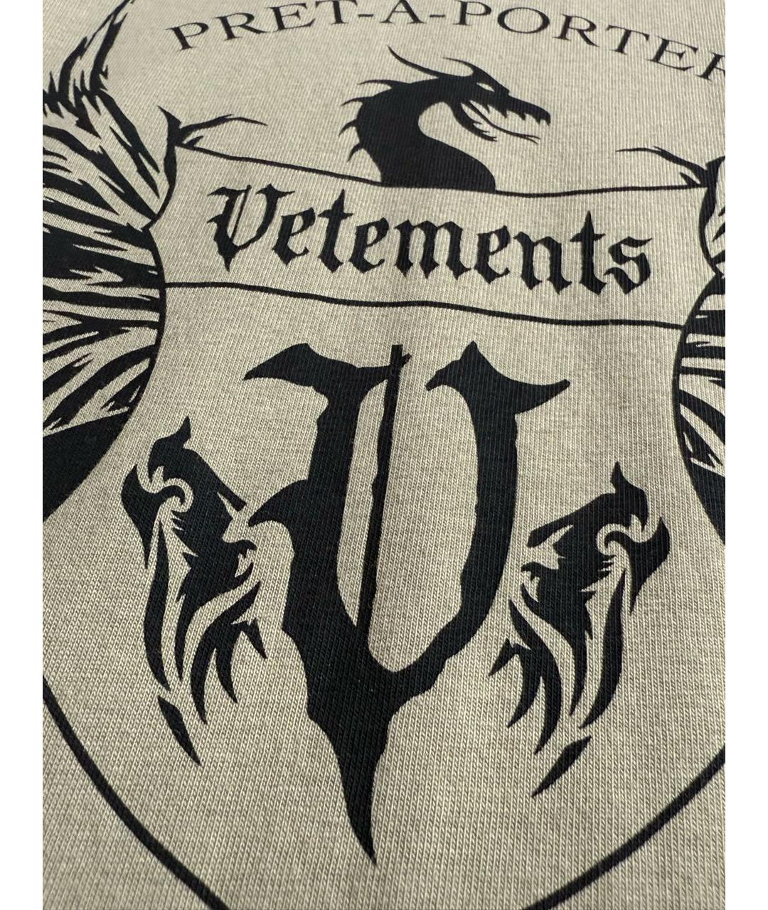 VETEMENTS Хаки хлопковая футболка, фото 5