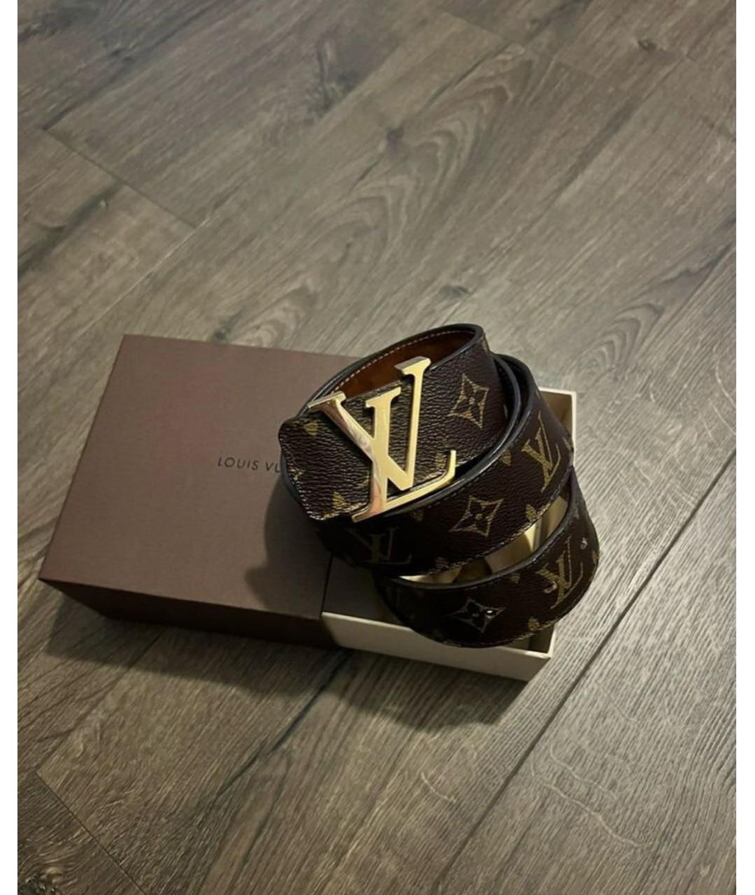 LOUIS VUITTON Коричневый кожаный ремень, фото 4