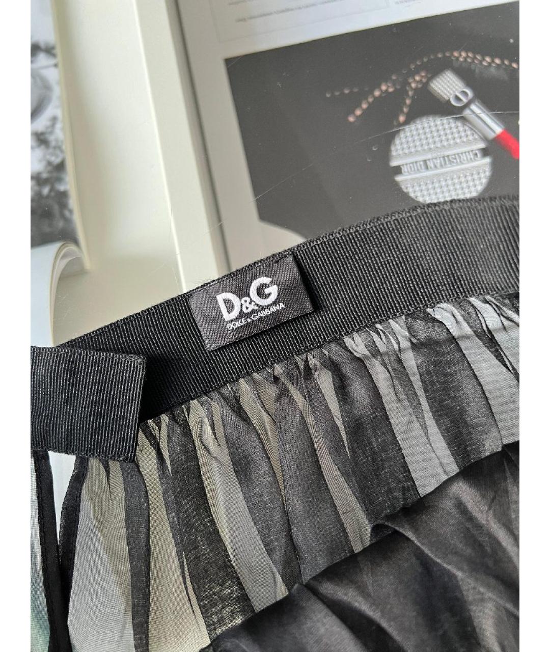 DOLCE&GABBANA Антрацитовая шифоновая юбка мини, фото 5