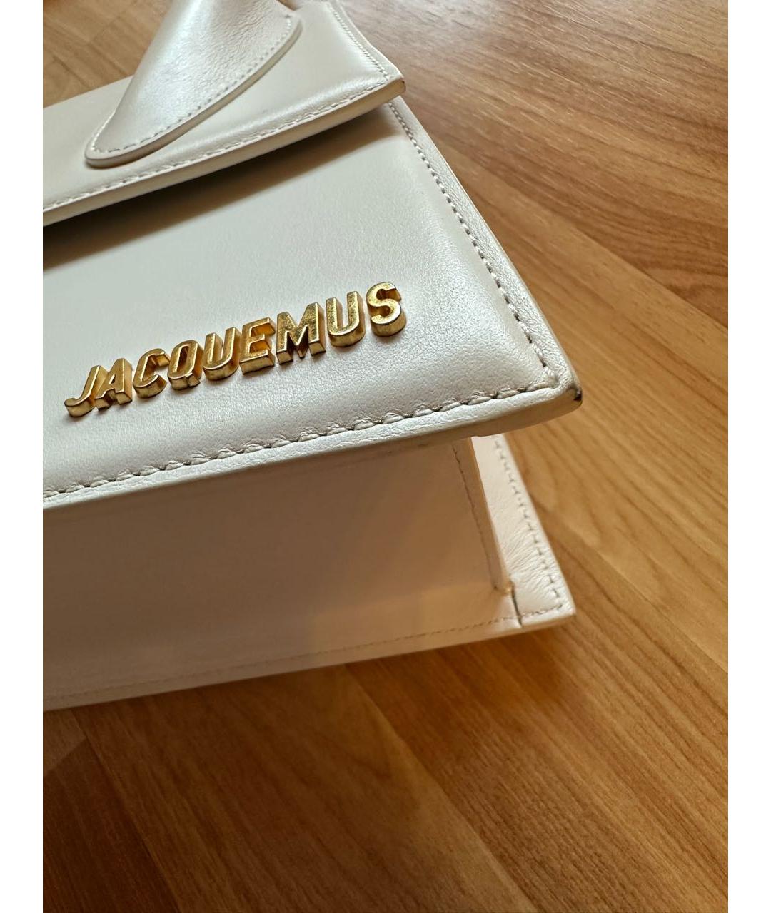 JACQUEMUS Белая кожаная сумка с короткими ручками, фото 6