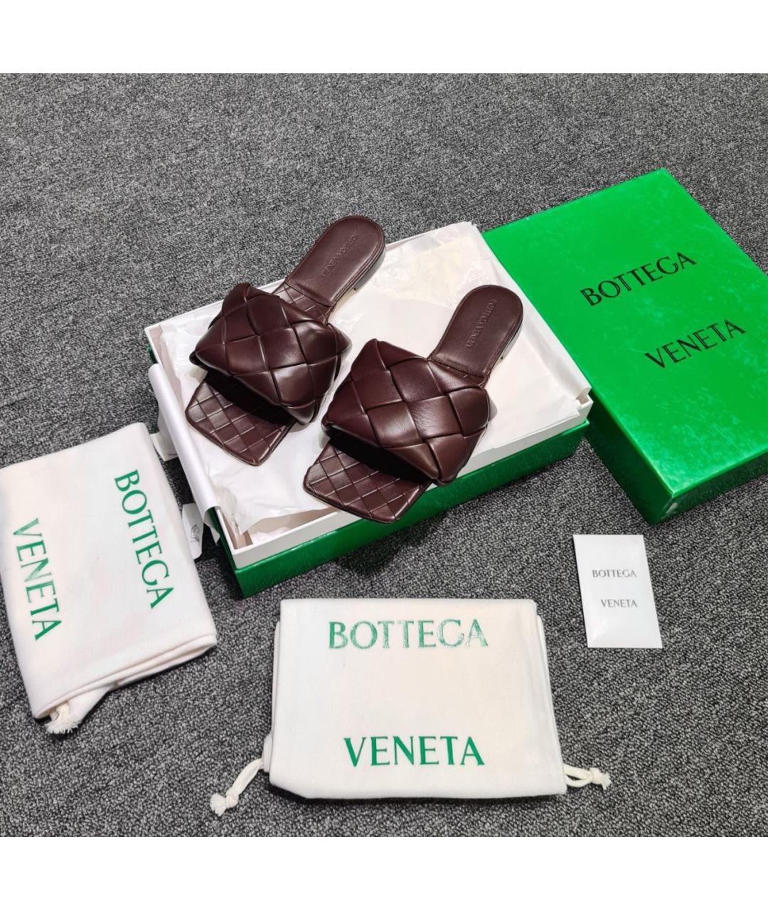 BOTTEGA VENETA Коричневые кожаные шлепанцы, фото 2