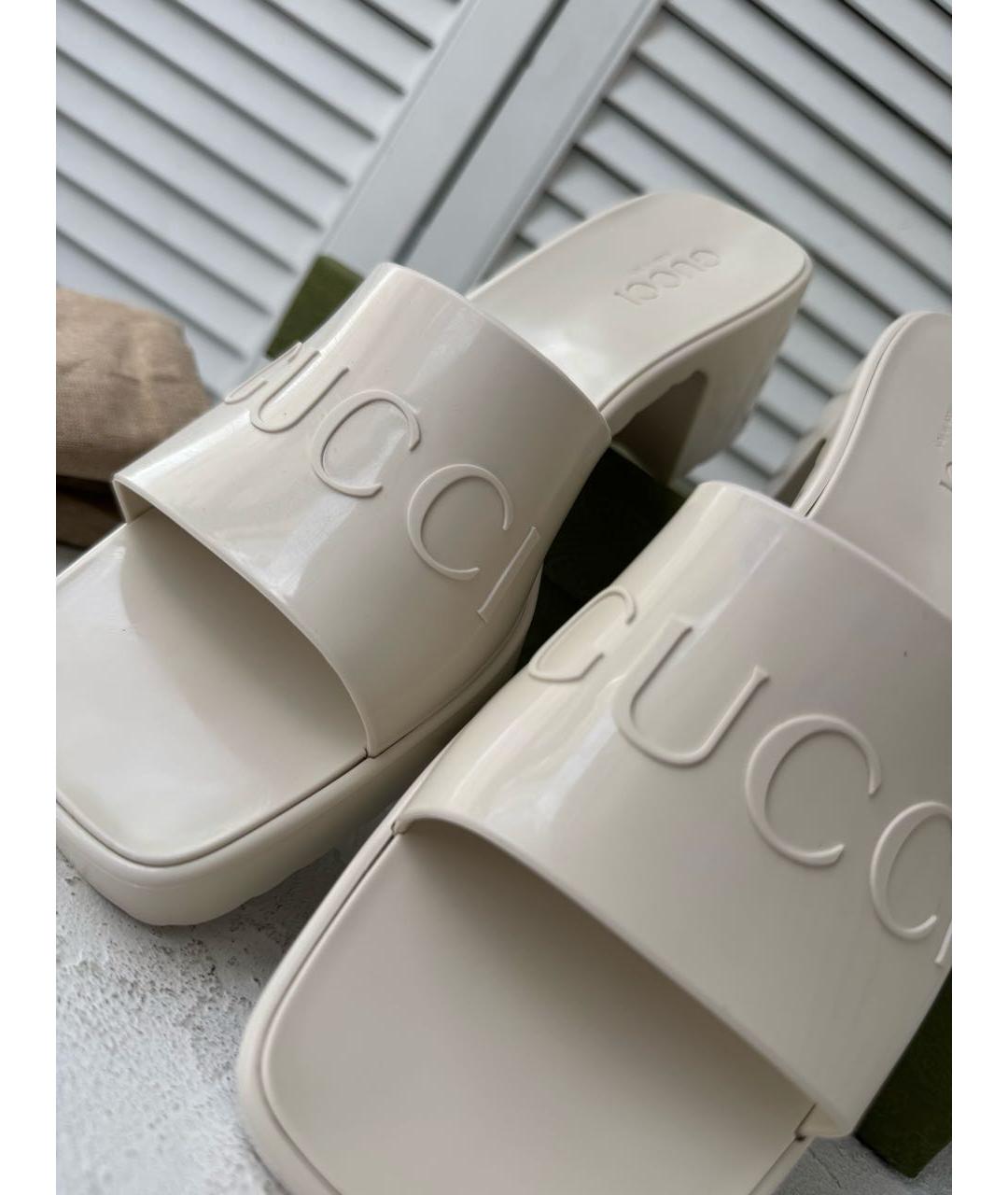 GUCCI Белые резиновые мюли, фото 6