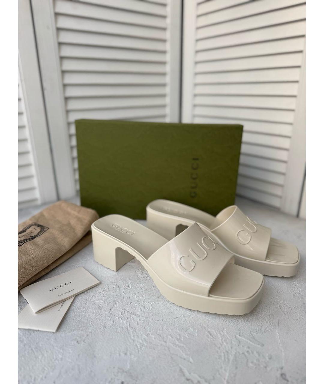 GUCCI Белые резиновые мюли, фото 4