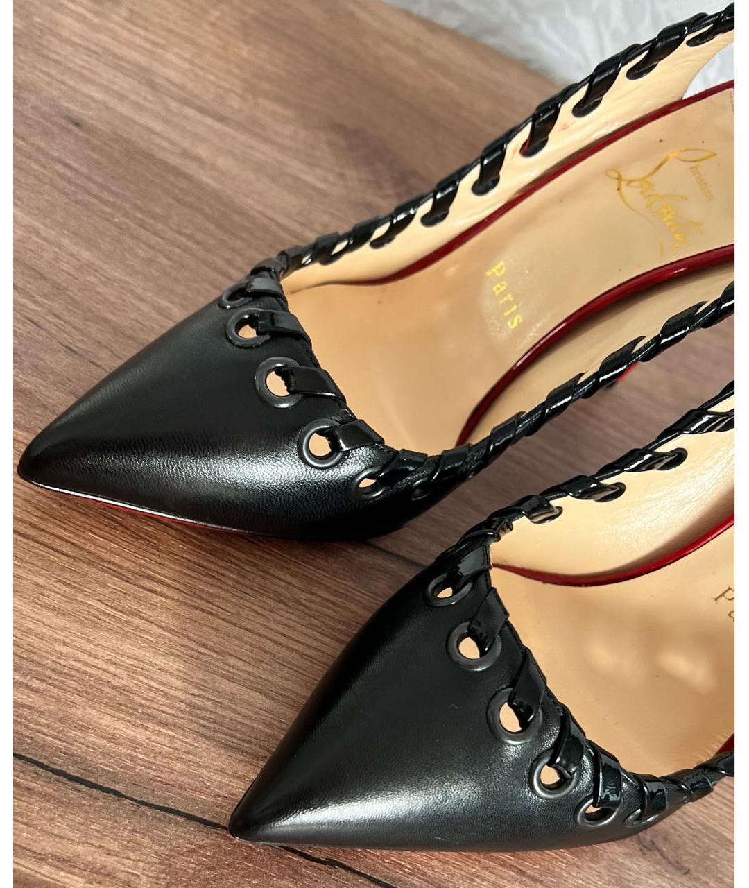 CHRISTIAN LOUBOUTIN Черные кожаные туфли, фото 6