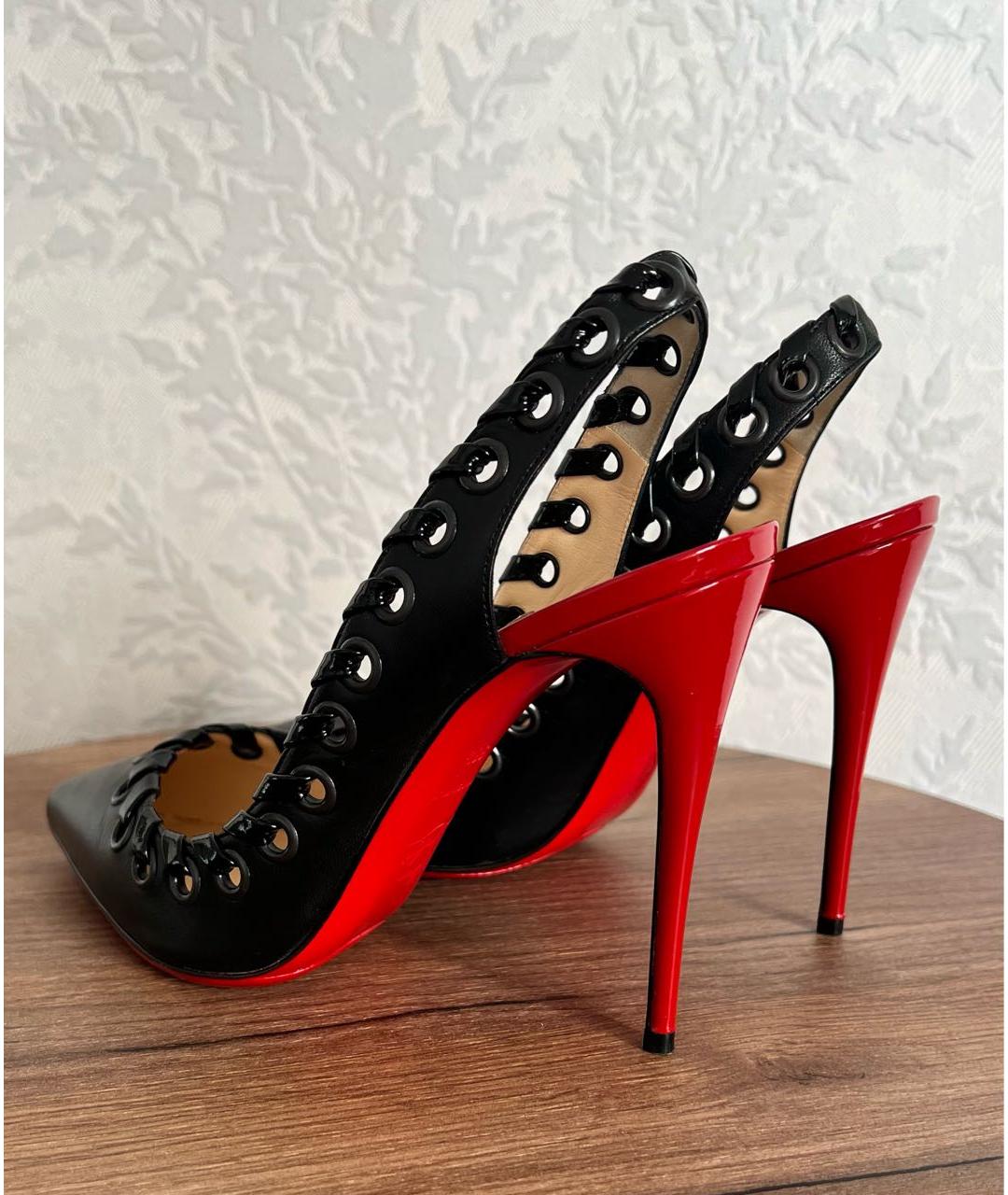 CHRISTIAN LOUBOUTIN Черные кожаные туфли, фото 3