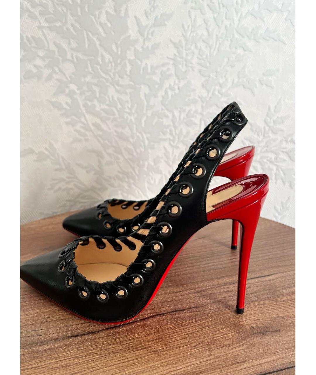 CHRISTIAN LOUBOUTIN Черные кожаные туфли, фото 4