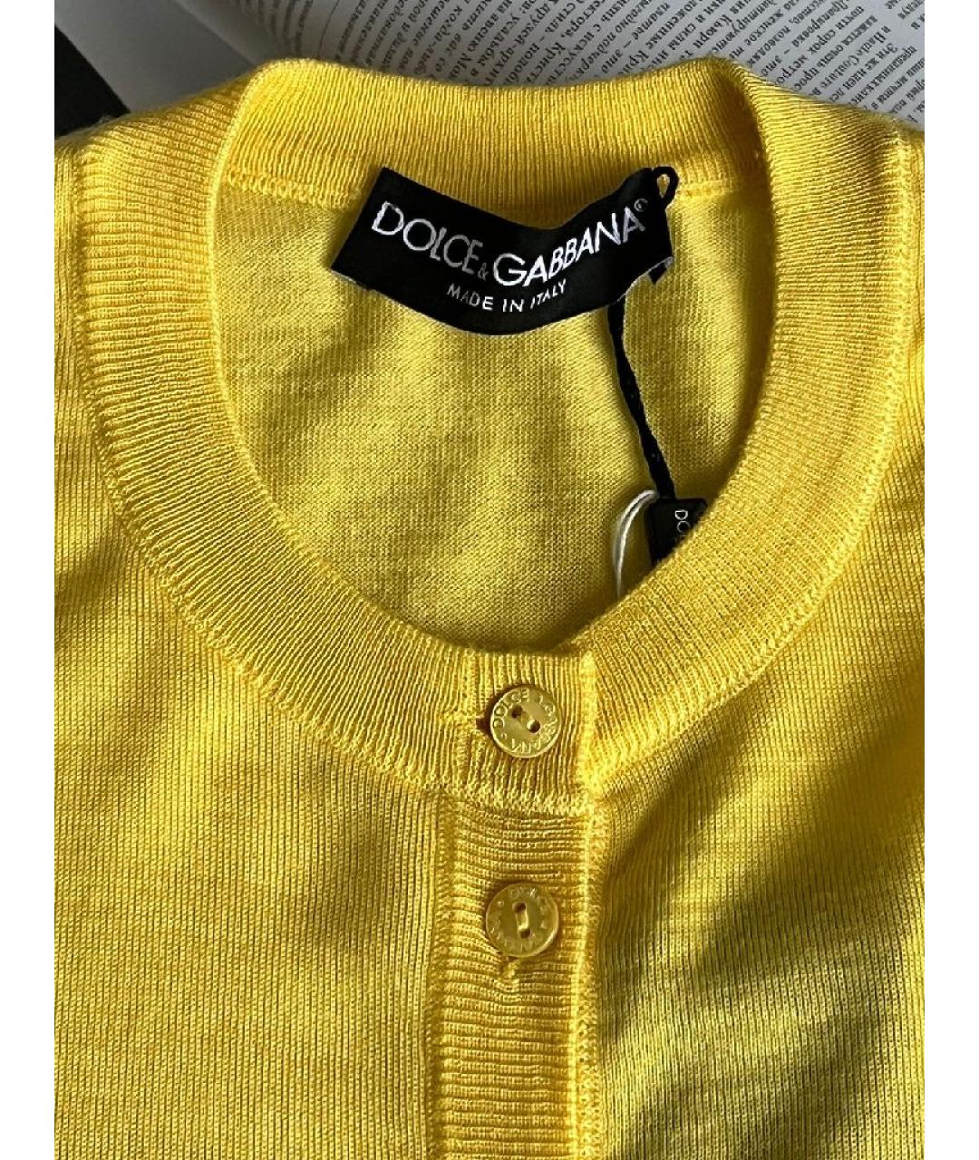 DOLCE&GABBANA Желтый кашемировый кардиган, фото 3