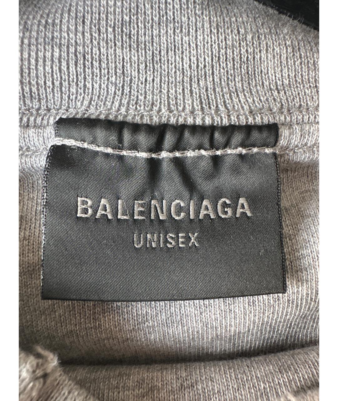 BALENCIAGA Серая хлопковая футболка, фото 3
