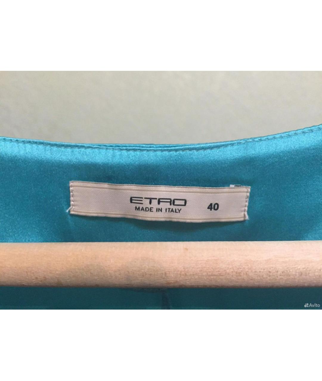 ETRO Бирюзовая атласная блузы, фото 2