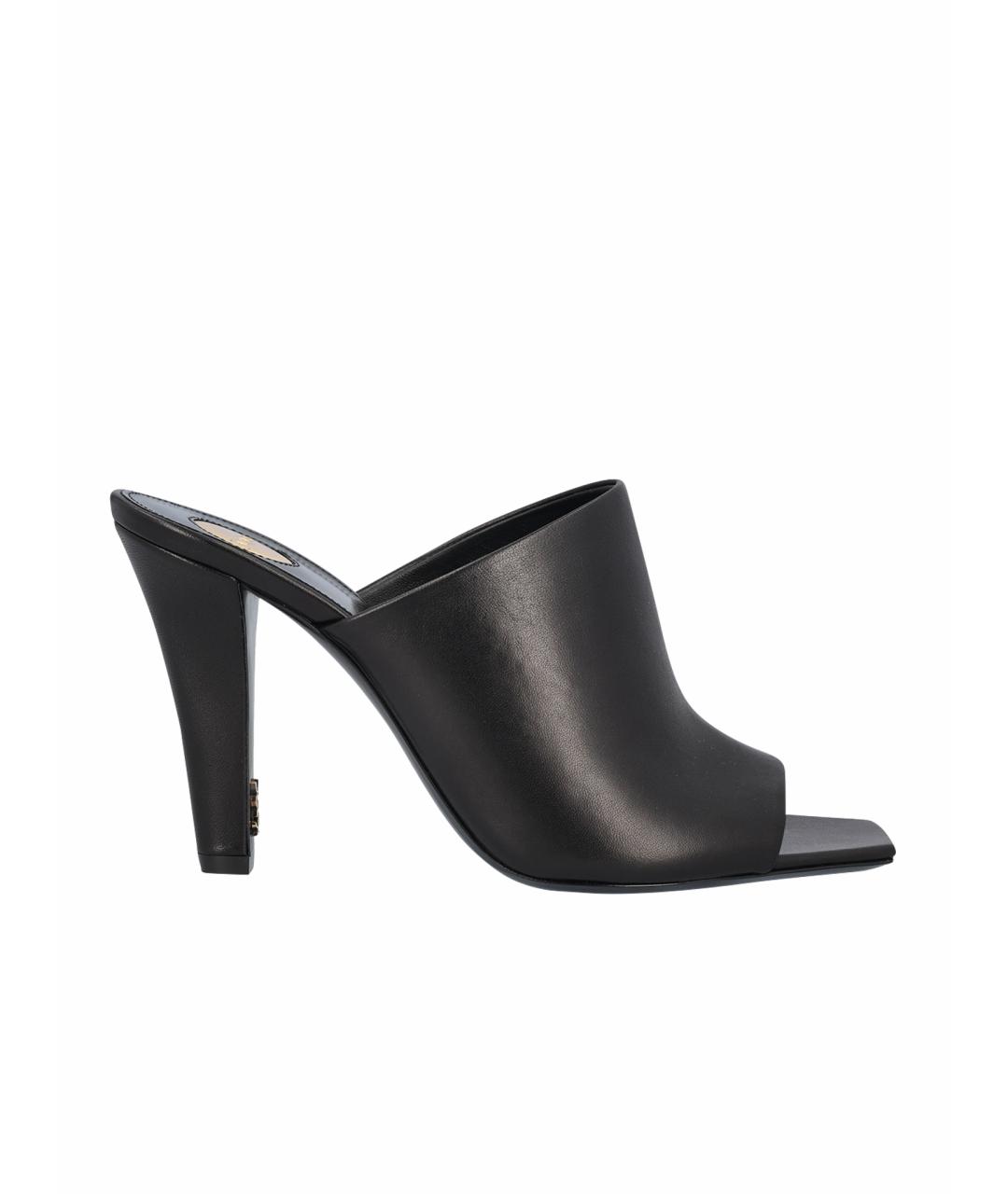 SAINT LAURENT Черные кожаные мюли, фото 1