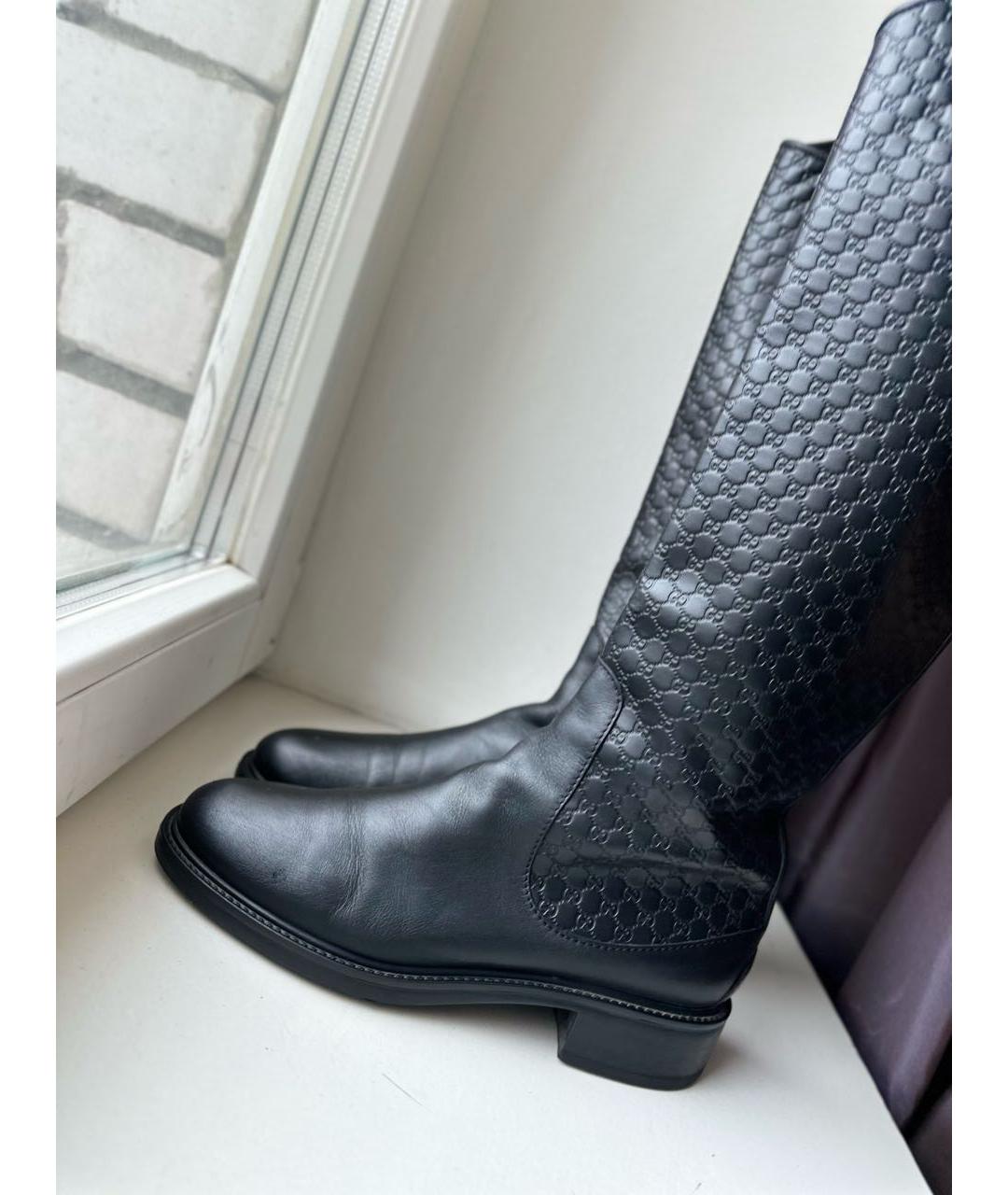 GUCCI Черные кожаные сапоги, фото 3