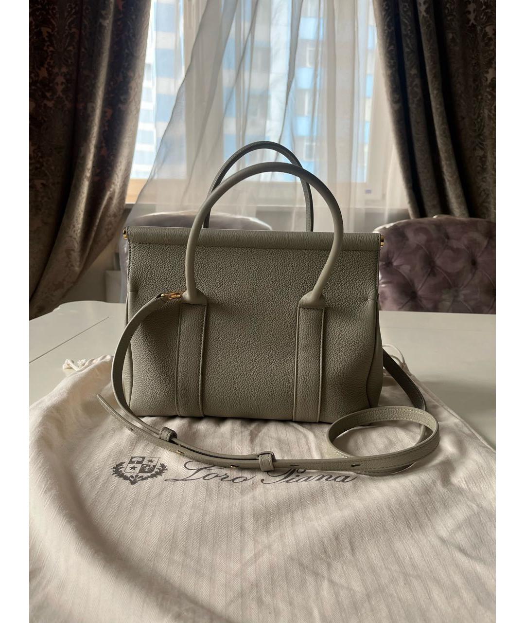 LORO PIANA Зеленая кожаная сумка тоут, фото 4