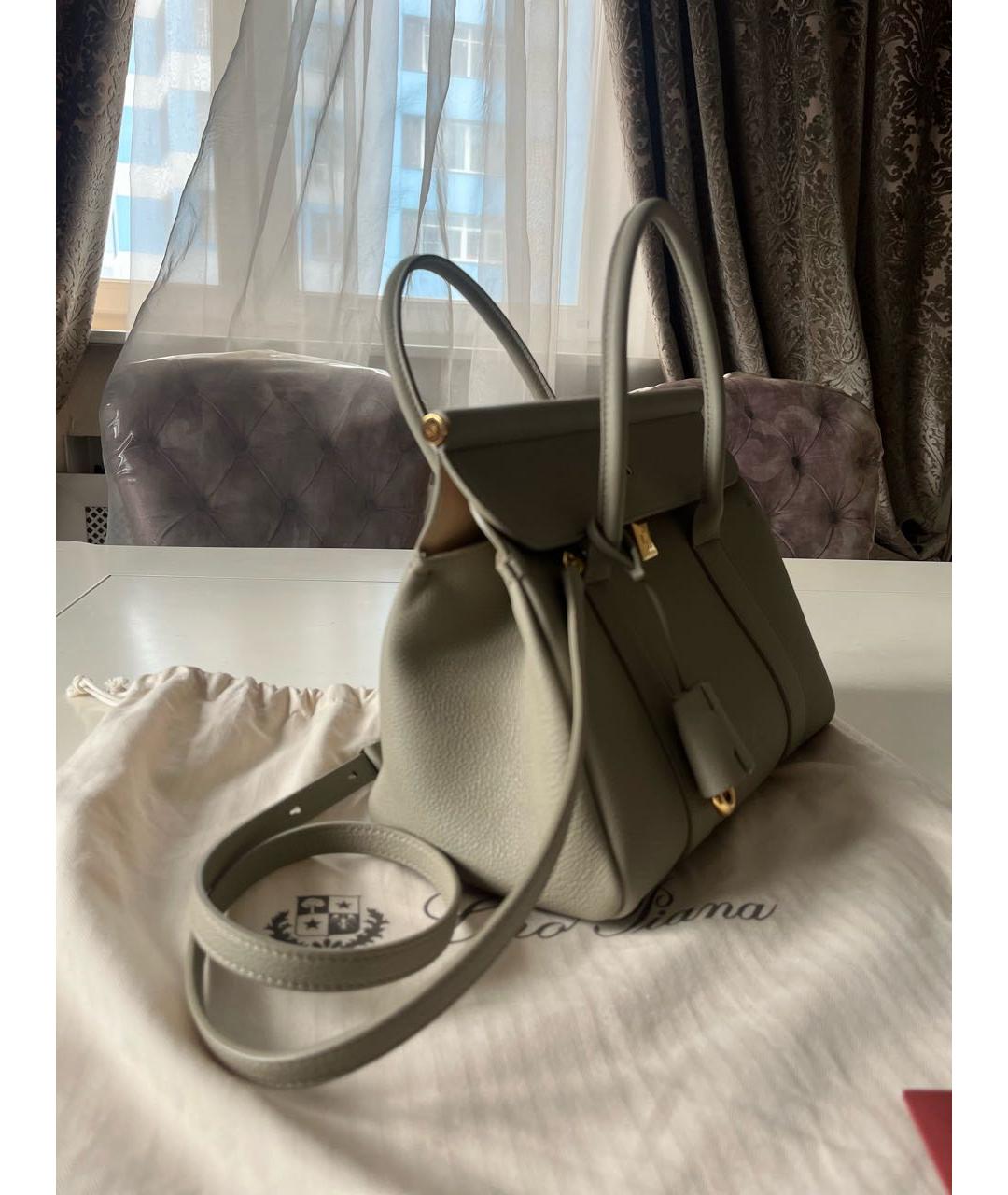 LORO PIANA Зеленая кожаная сумка тоут, фото 3