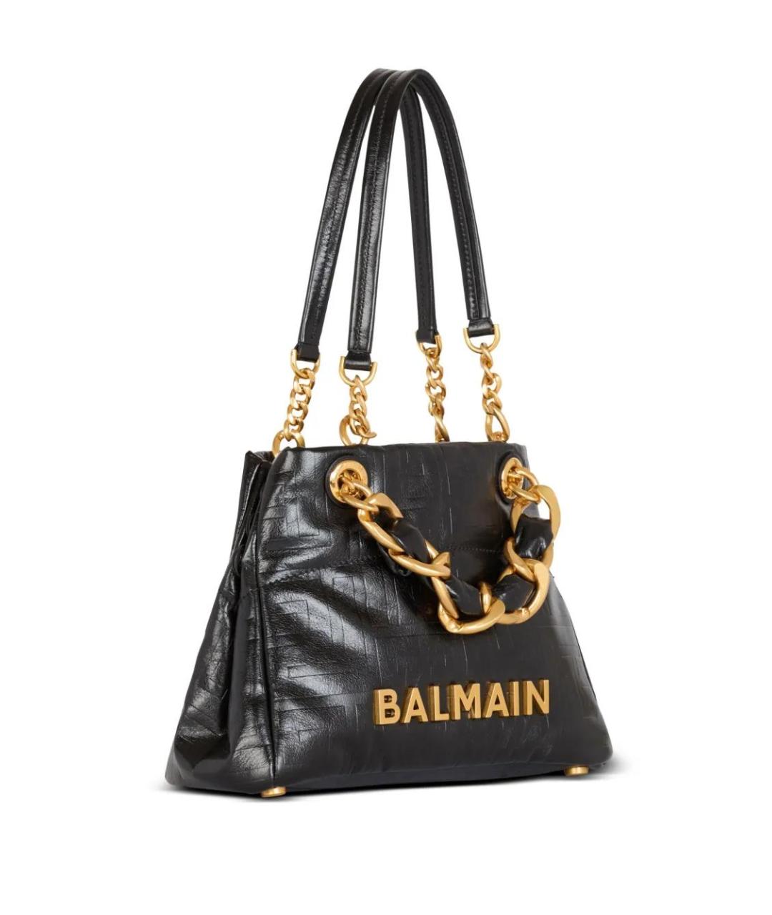 BALMAIN Черная кожаная сумка тоут, фото 4