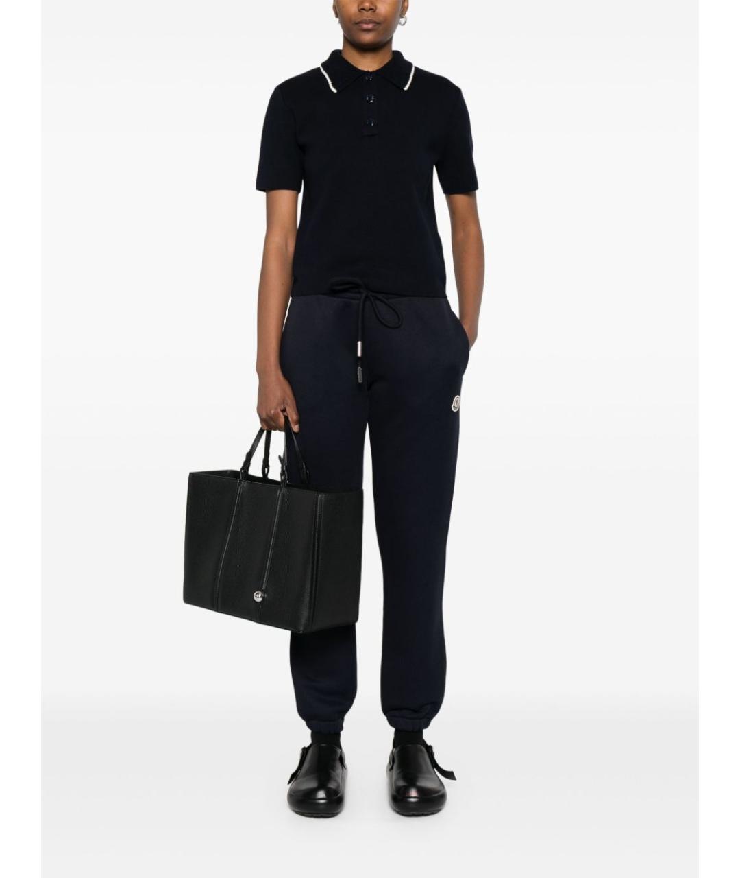 MONCLER Черные хлопковые прямые брюки, фото 2