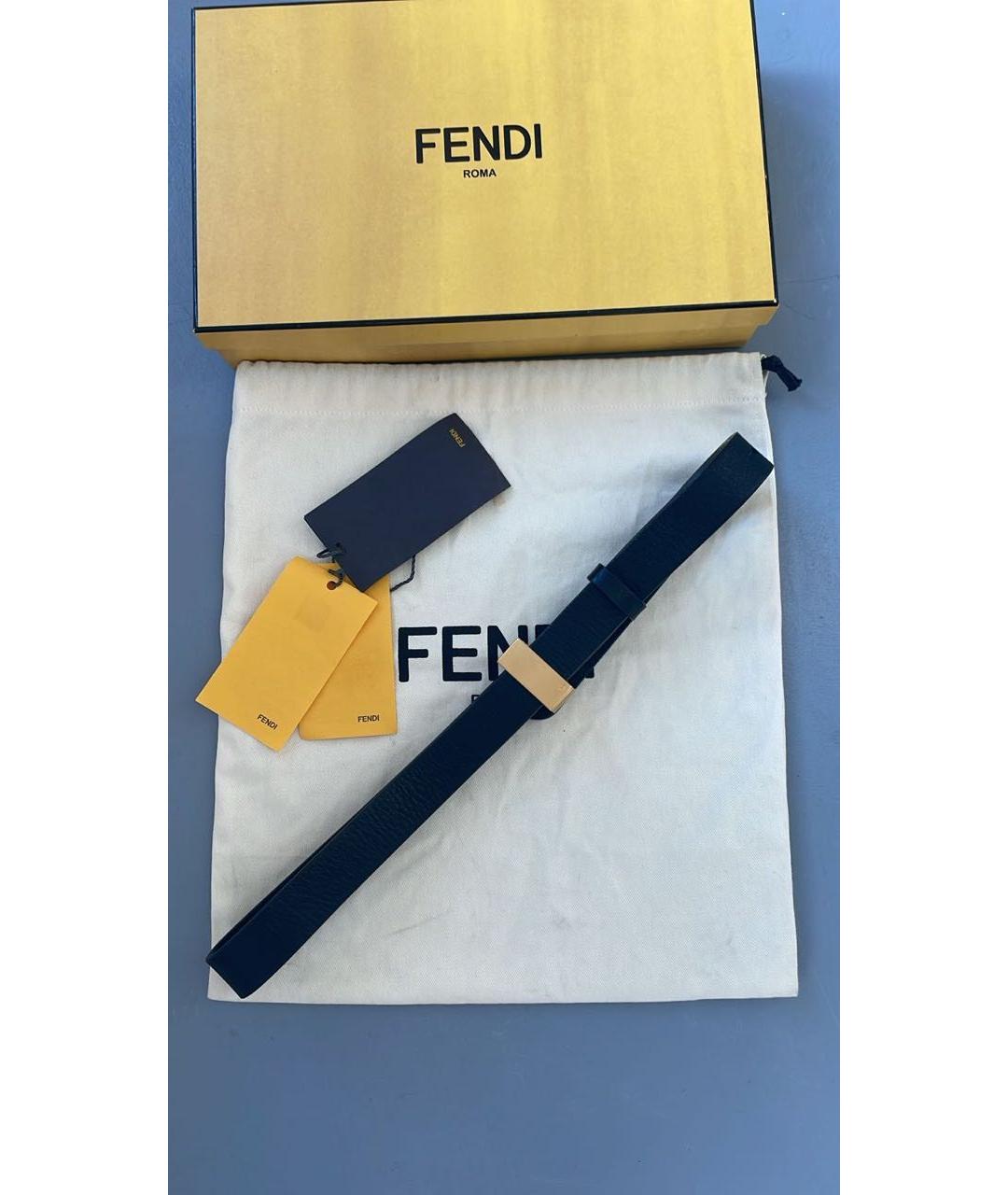 FENDI Черный кожаный ремень, фото 4