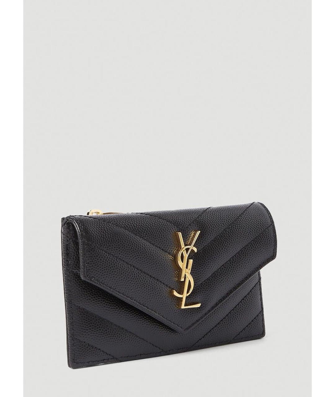 SAINT LAURENT Черный кожаный кошелек, фото 2