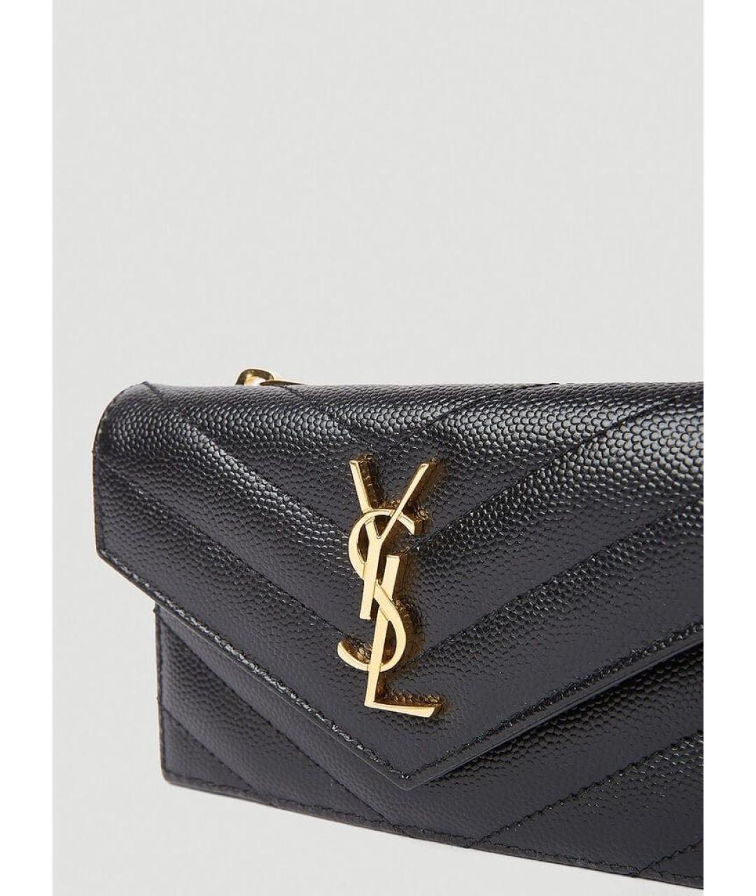 SAINT LAURENT Черный кожаный кошелек, фото 4