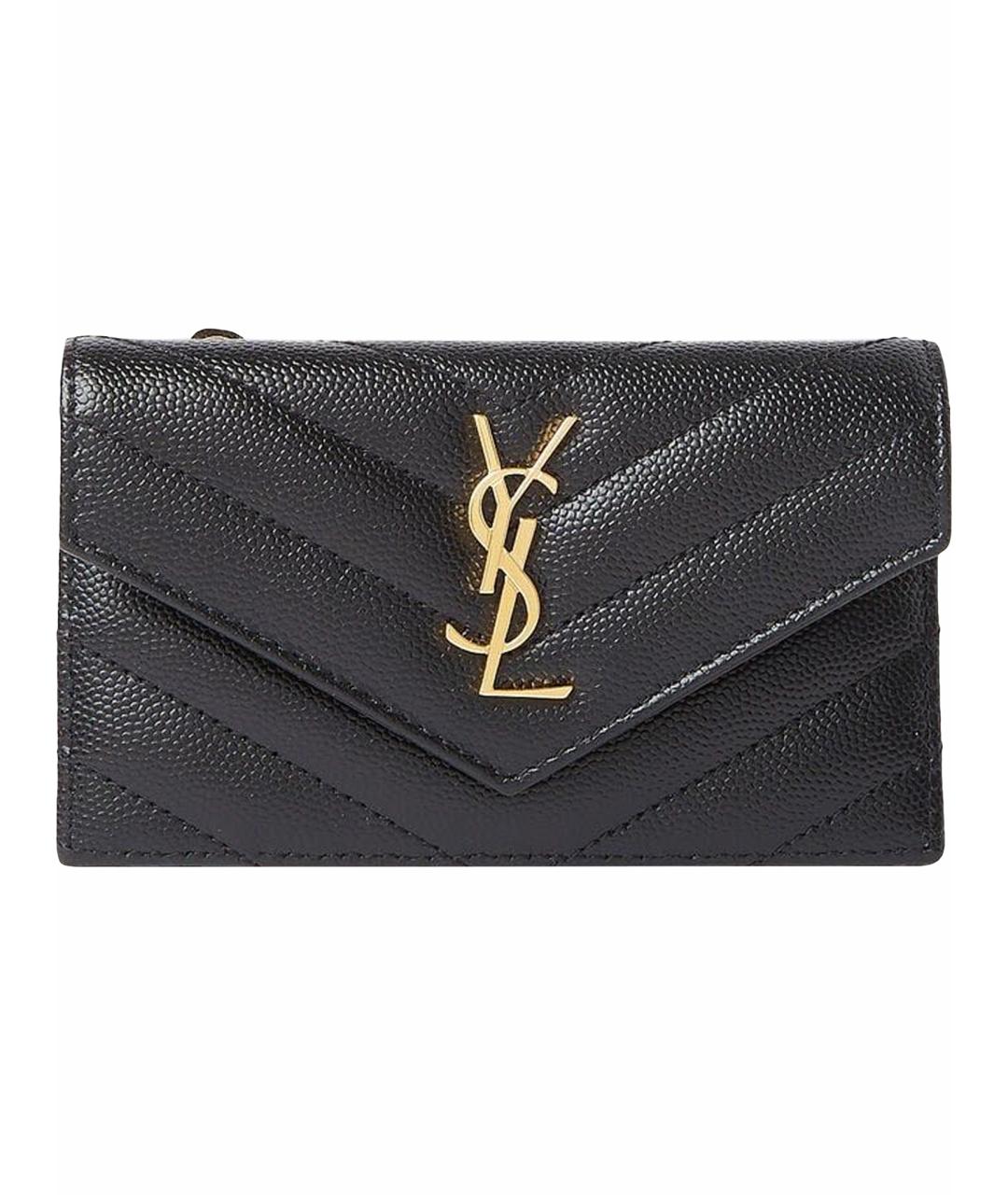 SAINT LAURENT Черный кожаный кошелек, фото 1