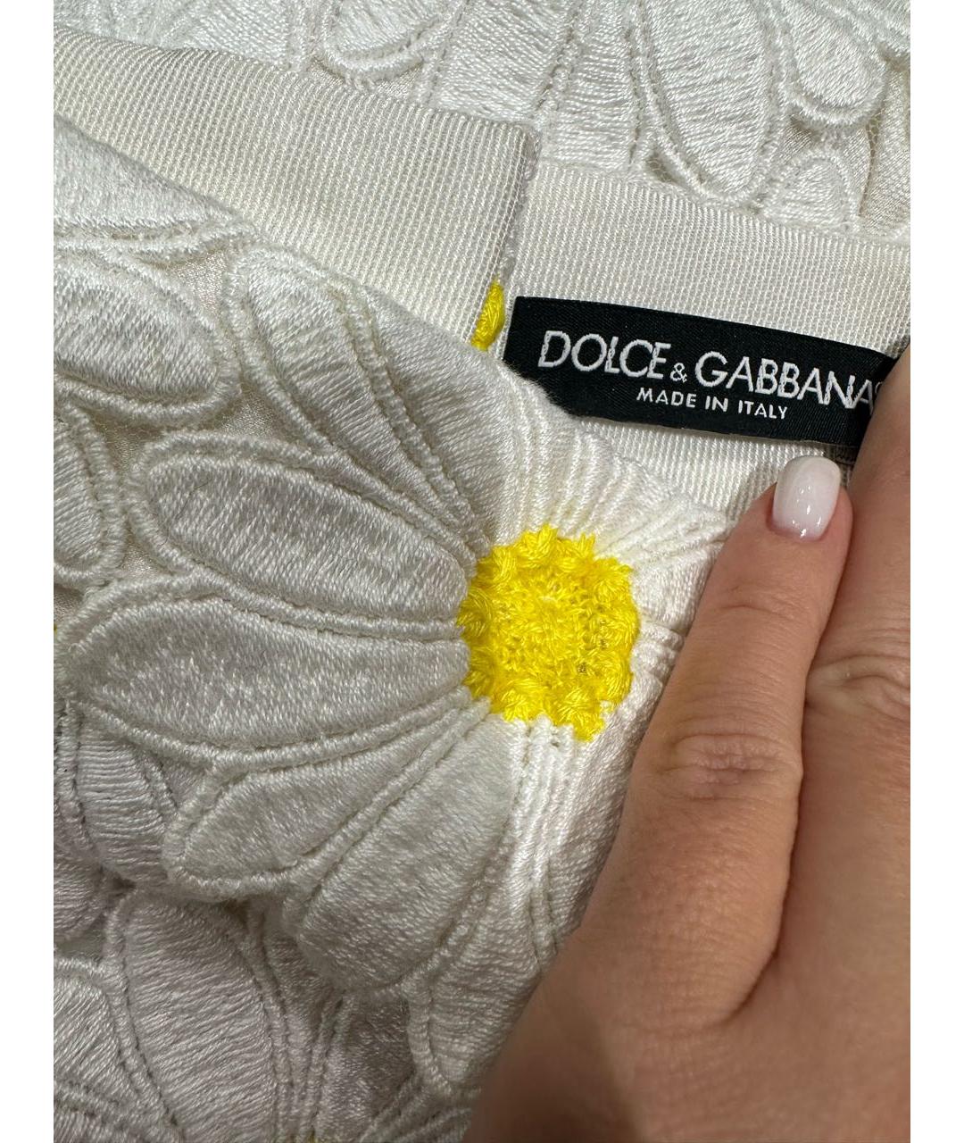 DOLCE&GABBANA Белая хлопковая юбка миди, фото 4