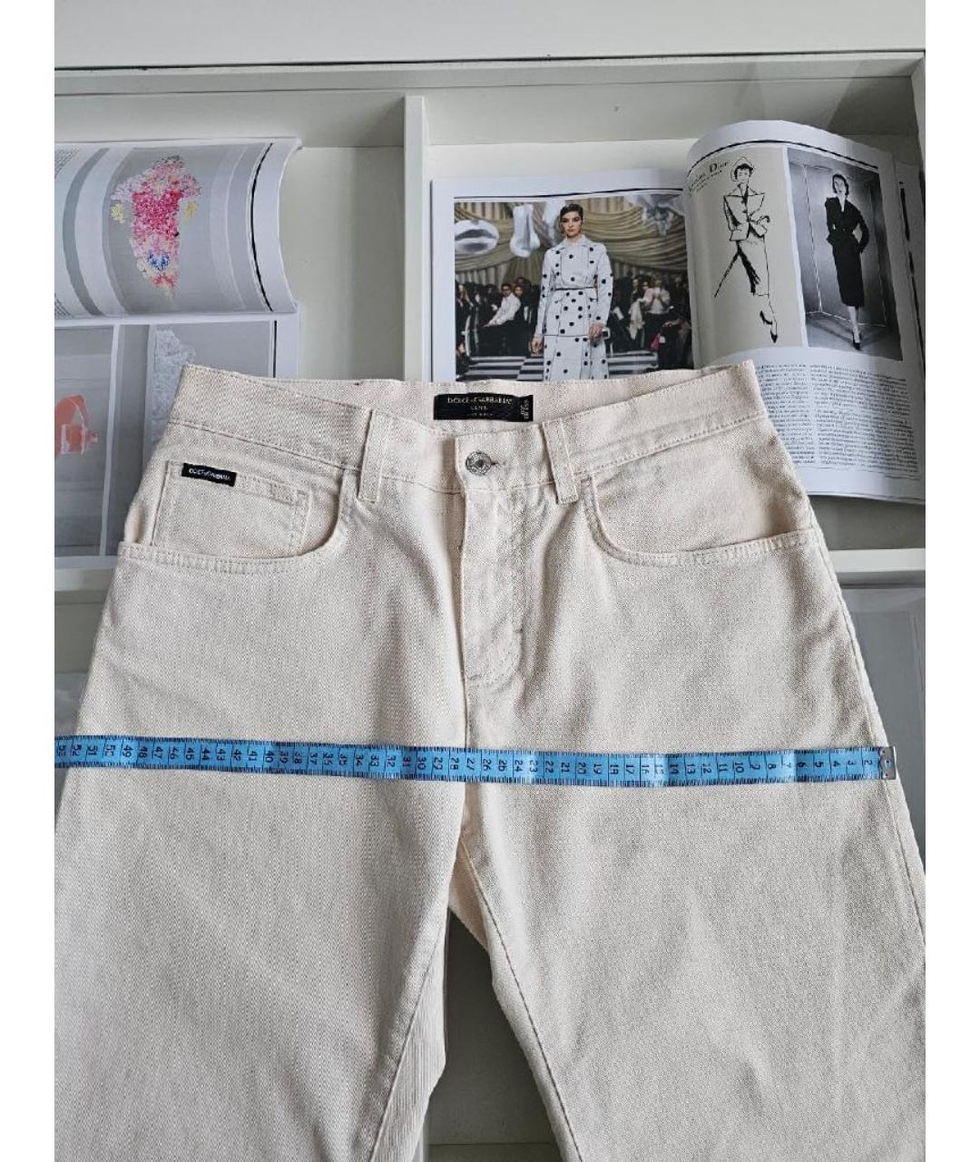 DOLCE&GABBANA Белые хлопковые прямые джинсы, фото 5