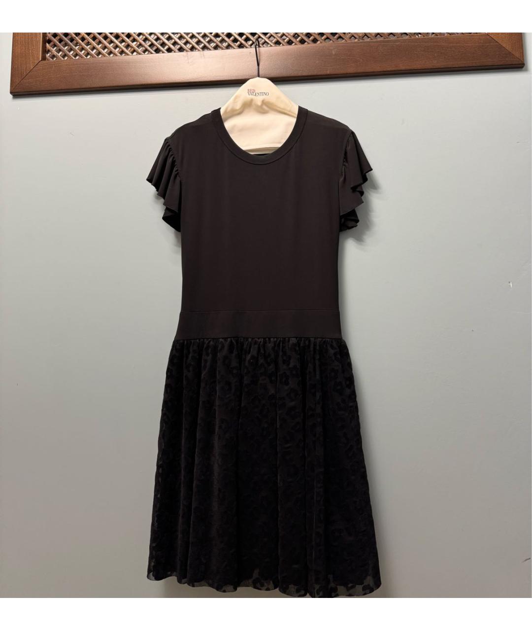 RED VALENTINO Черное полиэстеровое коктейльное платье, фото 9