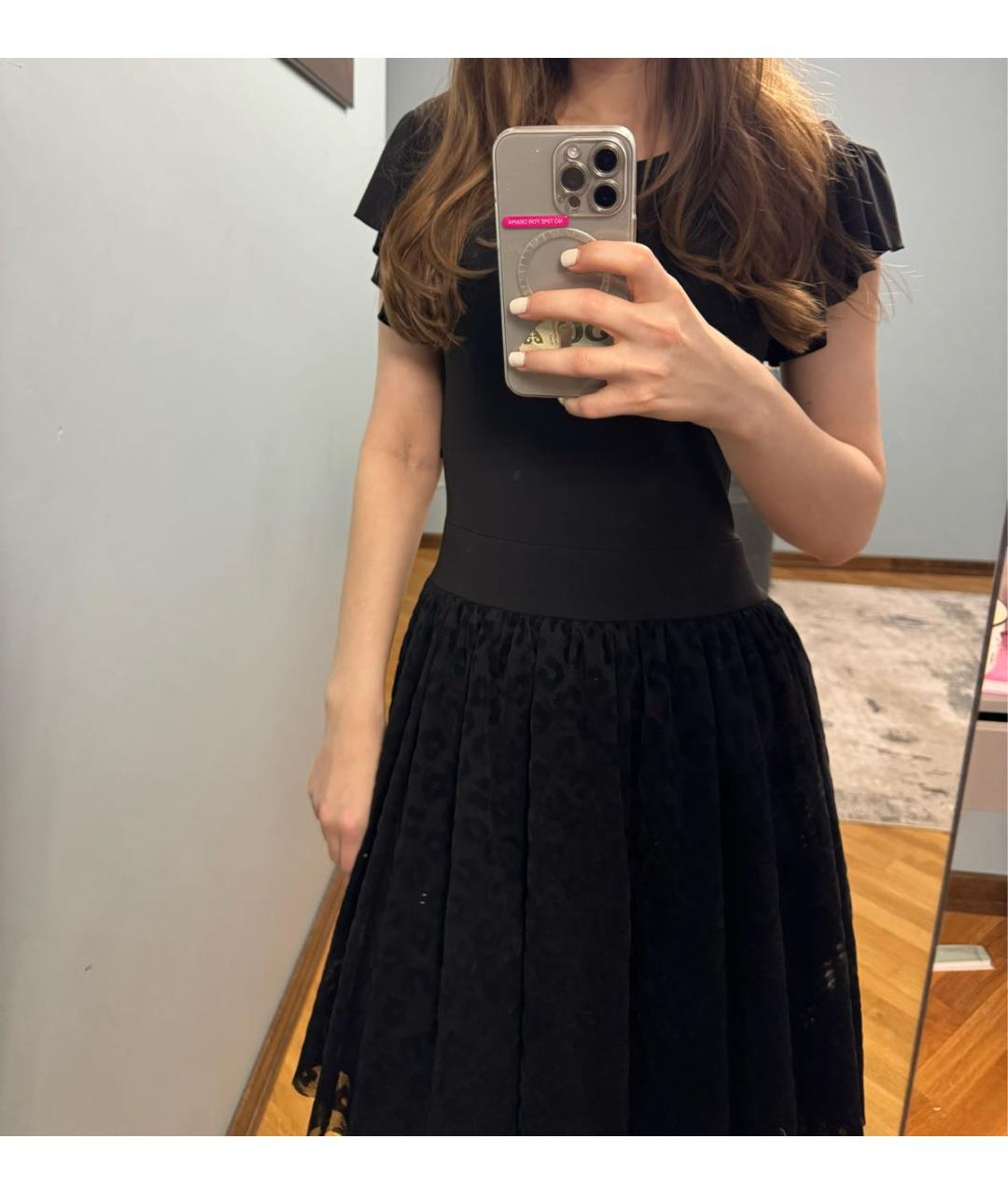 RED VALENTINO Черное полиэстеровое коктейльное платье, фото 8