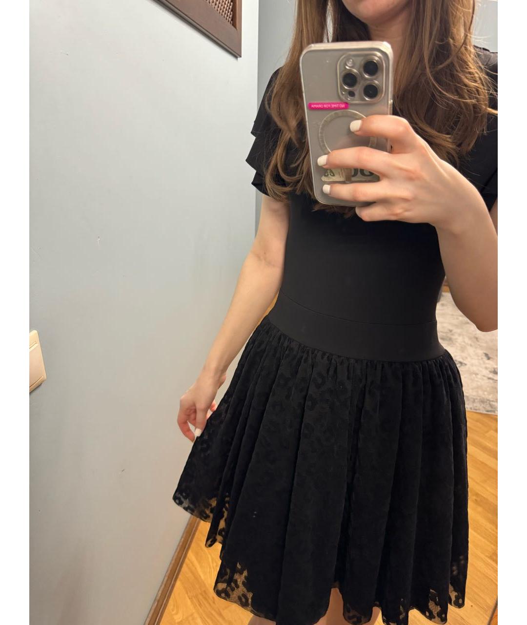 RED VALENTINO Черное полиэстеровое коктейльное платье, фото 7