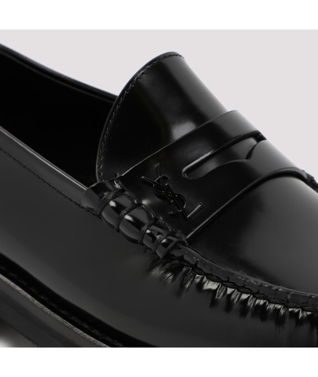 SAINT LAURENT Черные лоферы из лакированной кожи, фото 4