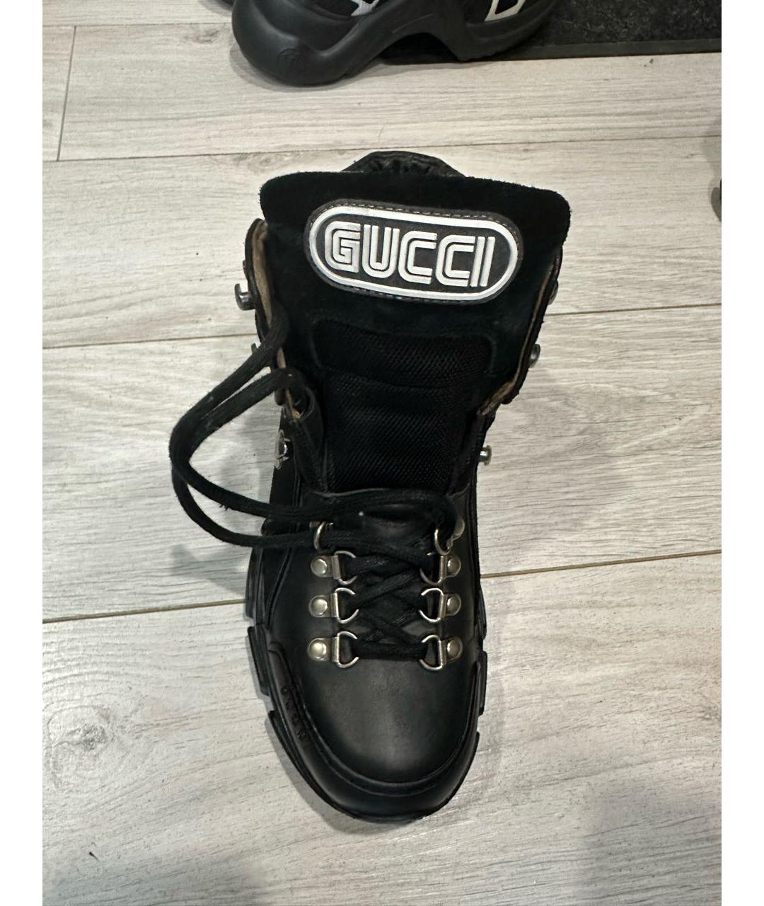 GUCCI Черные кожаные ботинки, фото 3