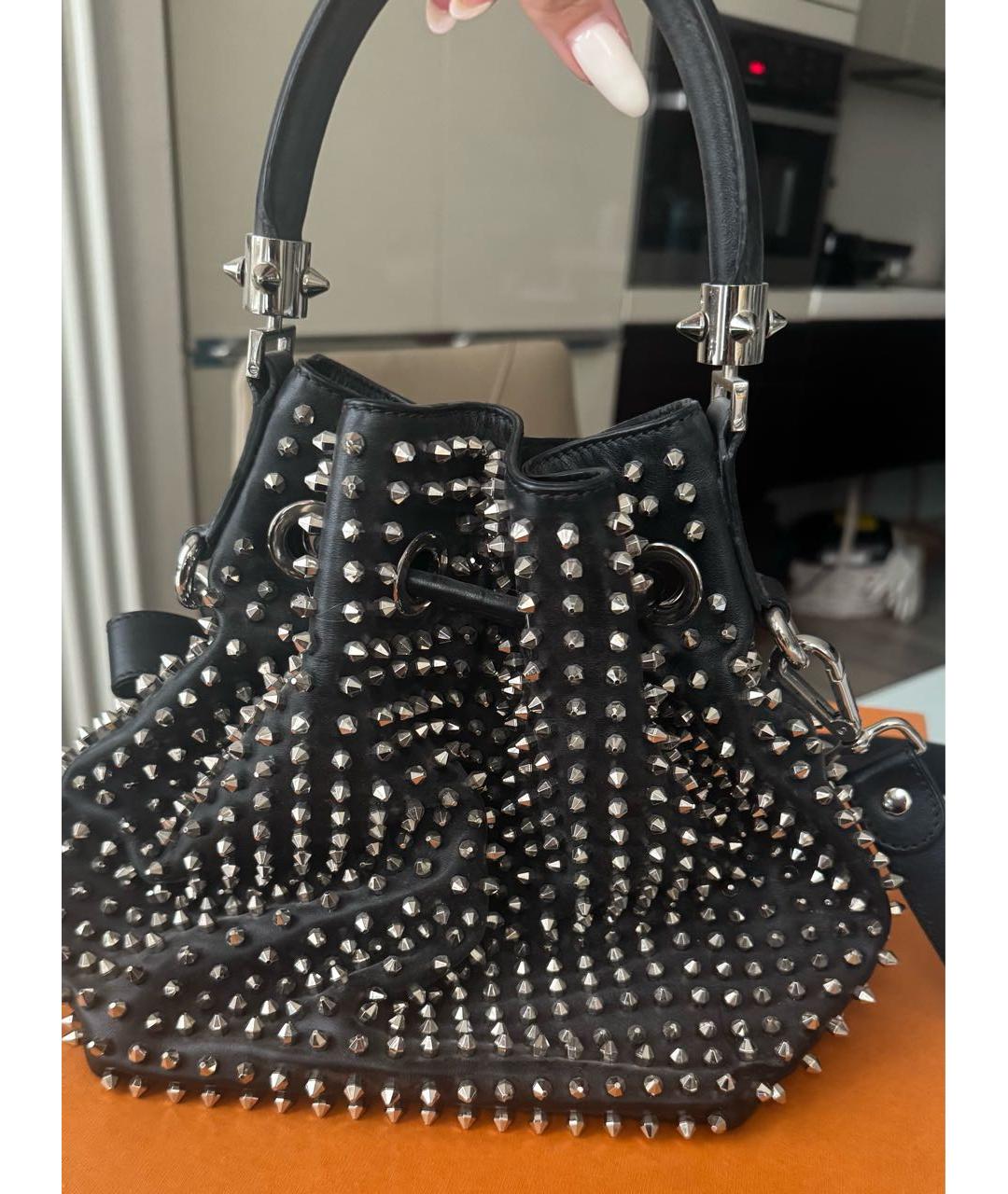 PHILIPP PLEIN Черная кожаная сумка через плечо, фото 2