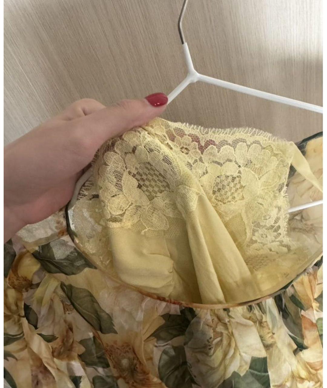 DOLCE&GABBANA Желтое шелковое вечернее платье, фото 4