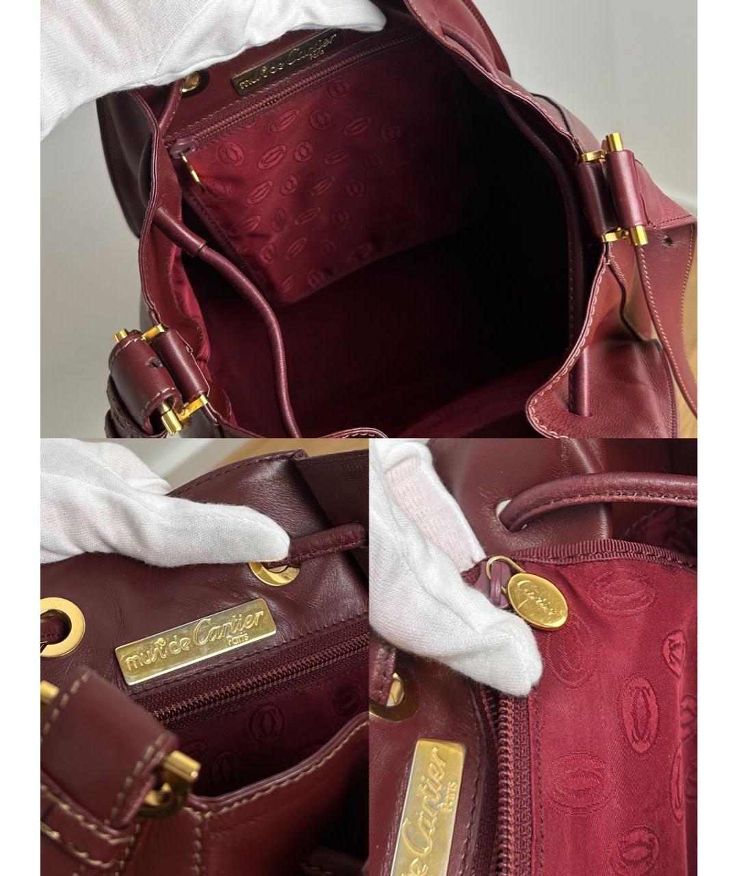 CARTIER Бордовая кожаная сумка через плечо, фото 5