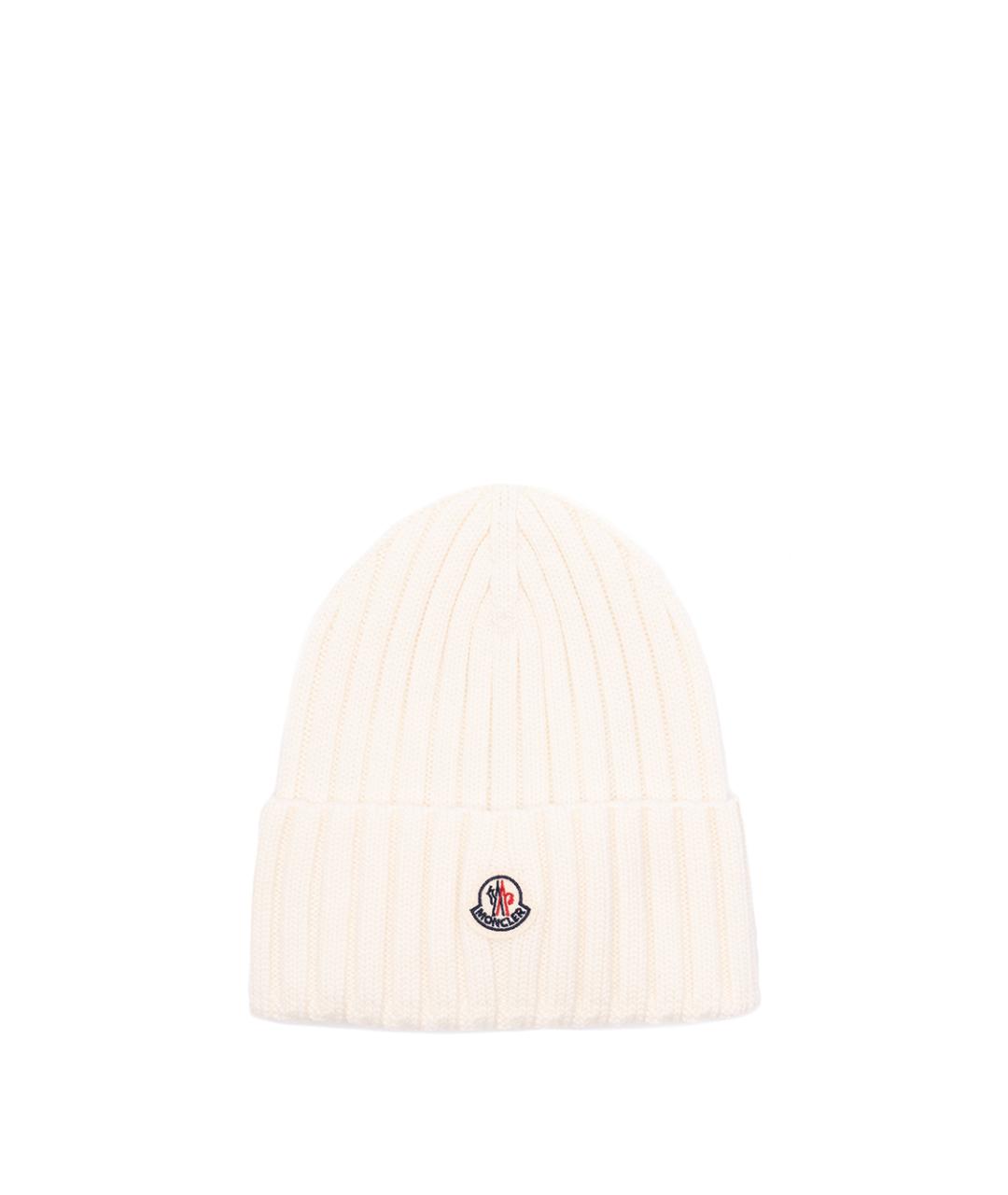MONCLER Белая шерстяная шапка, фото 1