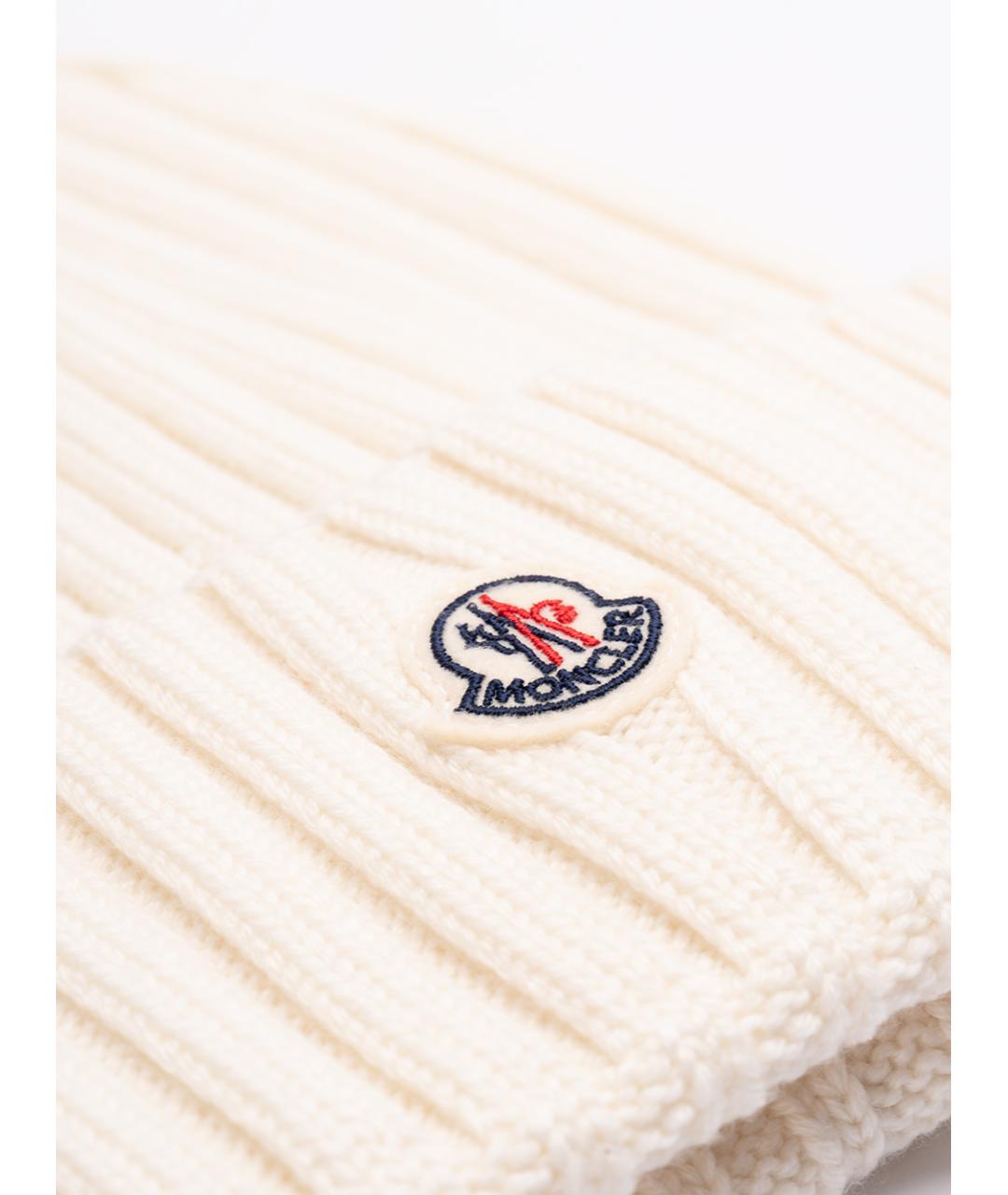 MONCLER Белая шерстяная шапка, фото 2