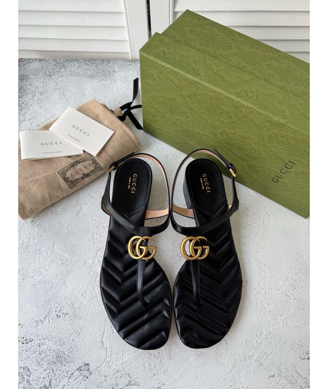 GUCCI Черные кожаные сандалии, фото 4