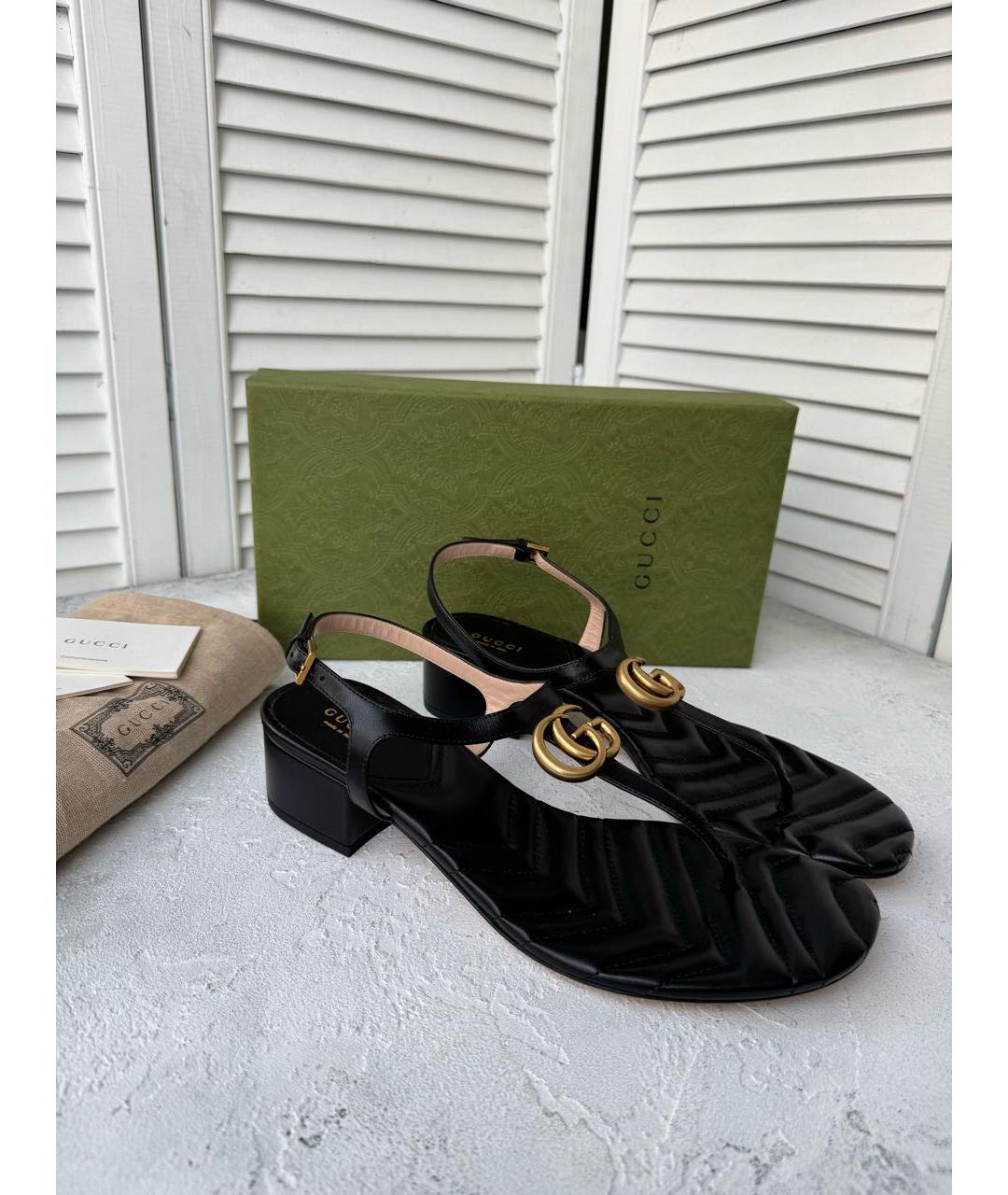 GUCCI Черные кожаные сандалии, фото 5